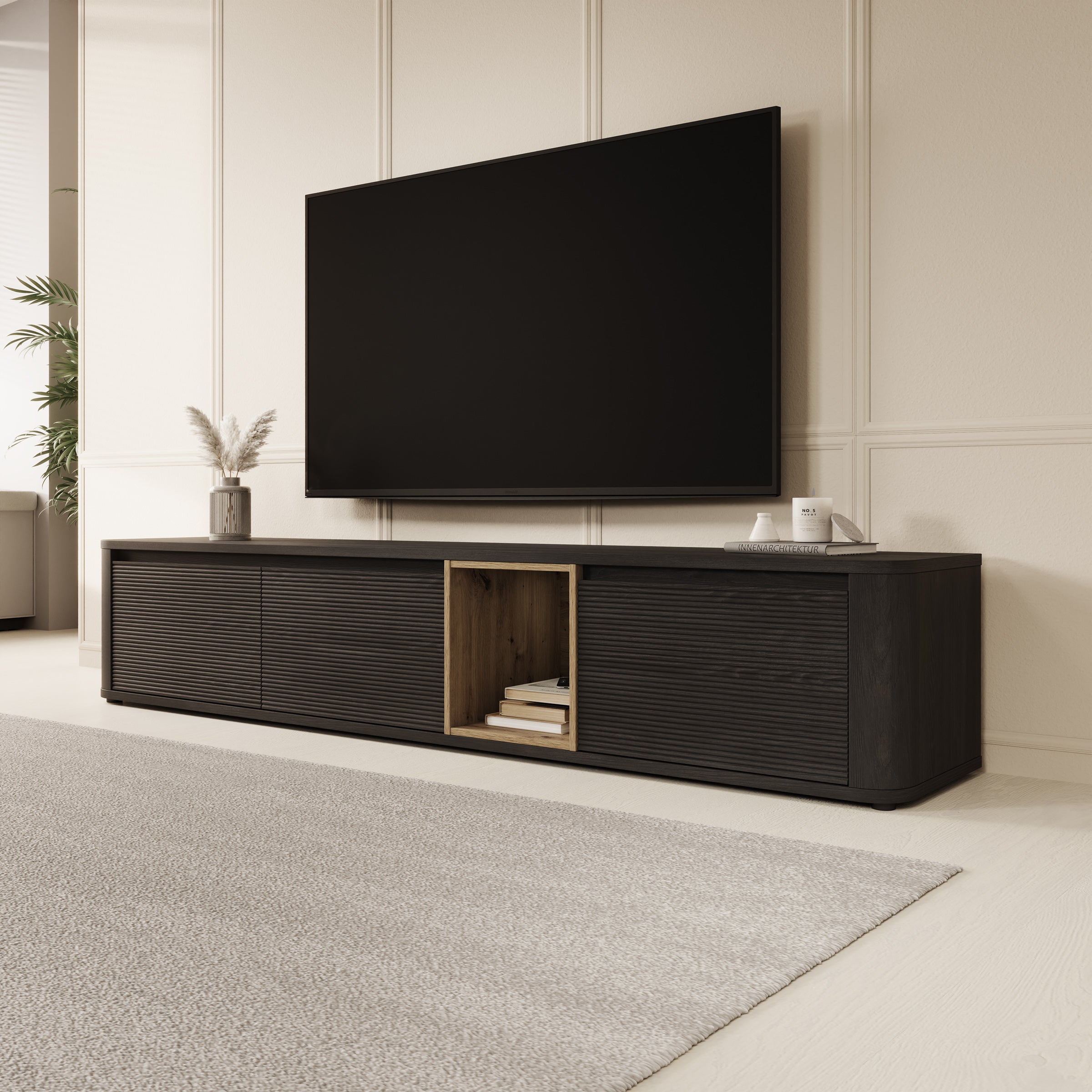 Bijou - TV-Meubel - Zwart - 215x41x42 cm