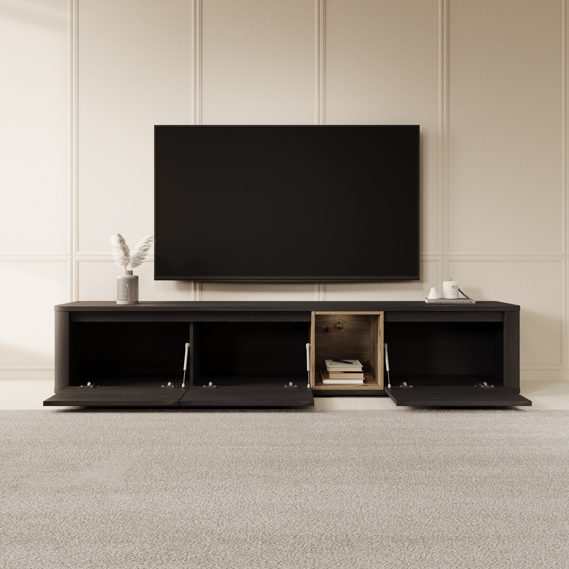 Bijou - TV-Meubel - Zwart - 215x41x42 cm