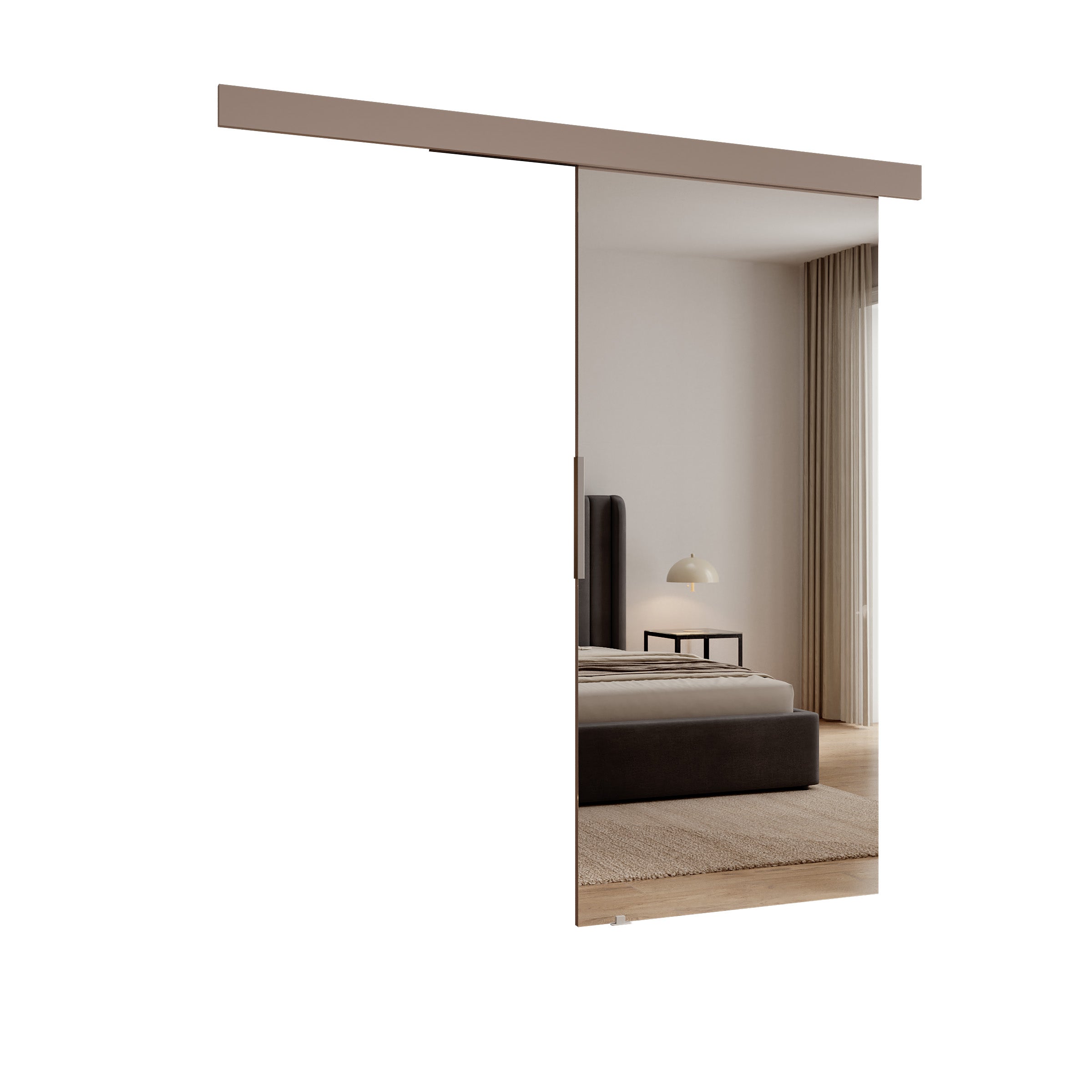 Blanku - Schuifdeur met spiegel - Beige - 96x205 cm
