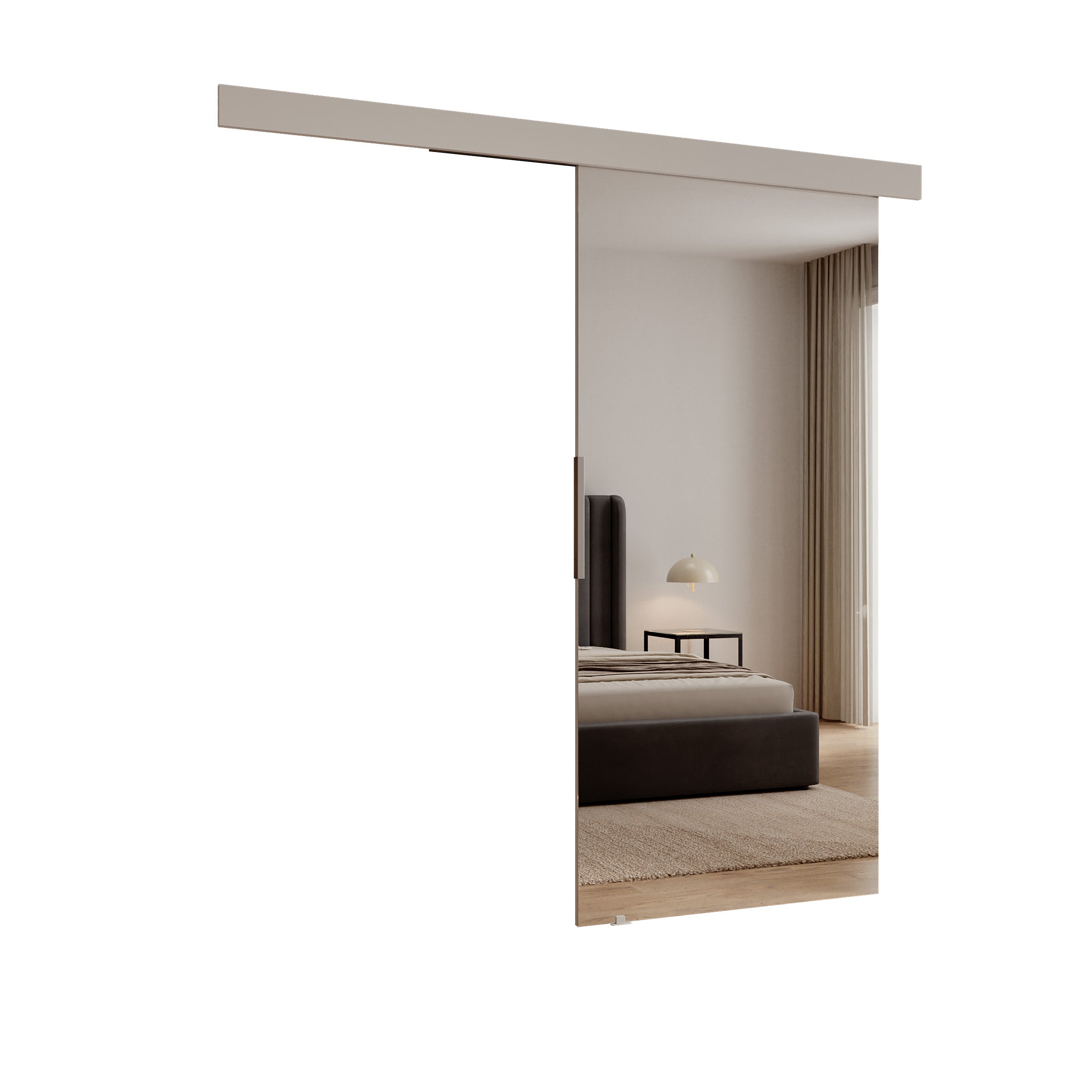 Blanku - Schuifdeur met spiegel - Wit - 96x205 cm