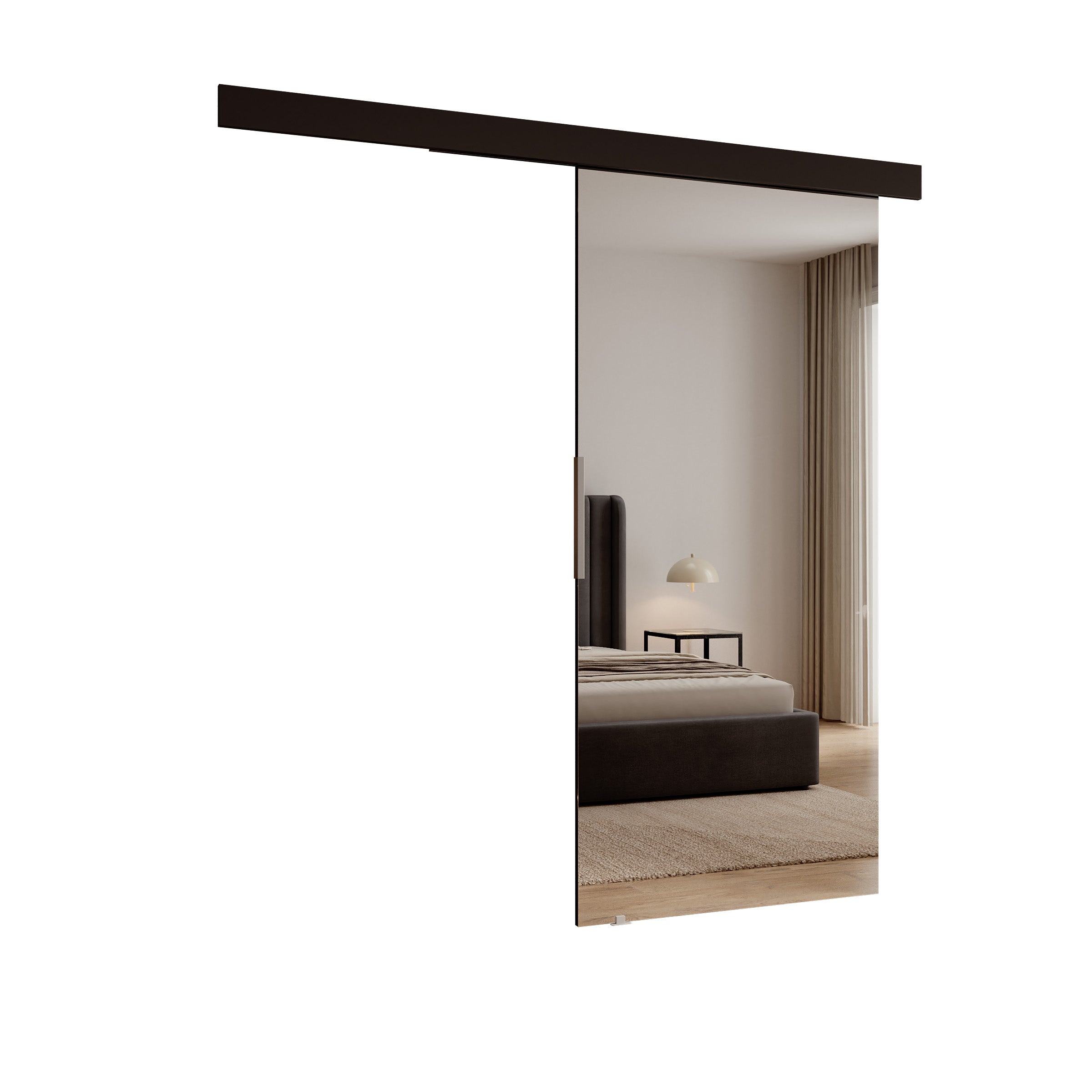 Blanku - Schuifdeur met spiegel - Zwart - 96x205 cm