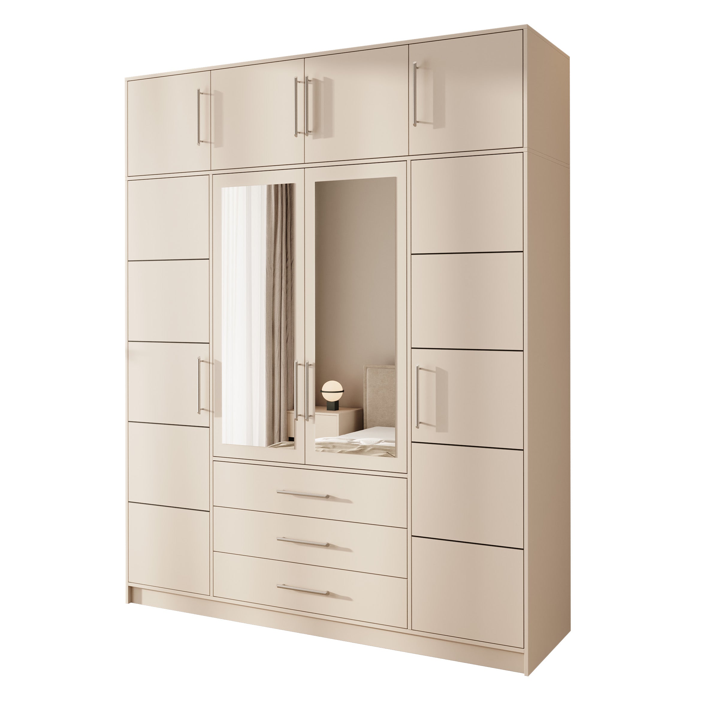 Bloom - Kledingkast 4-deurs - Beige - 196x58x245 cm