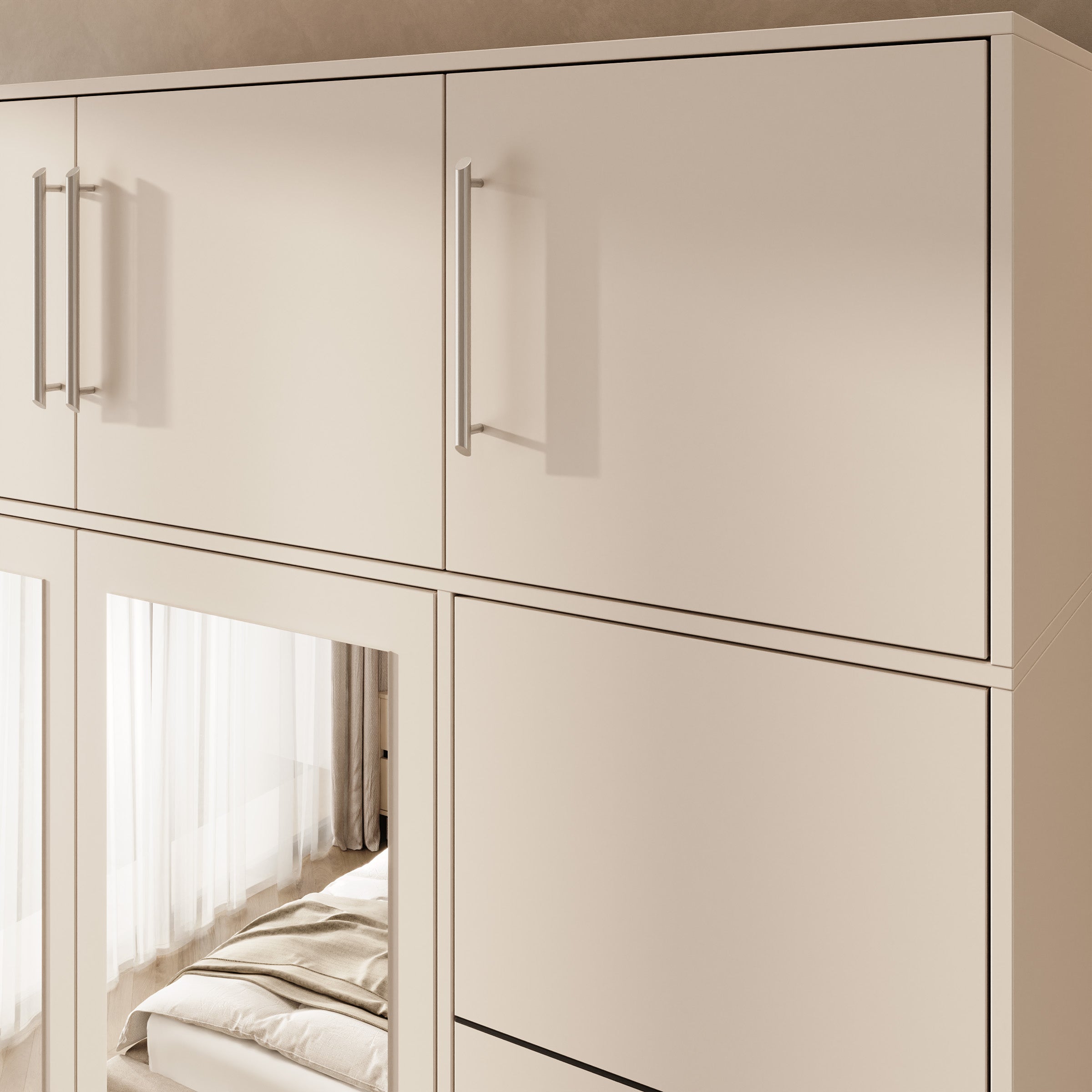 Bloom - Kledingkast 4-deurs - Beige - 196x58x245 cm