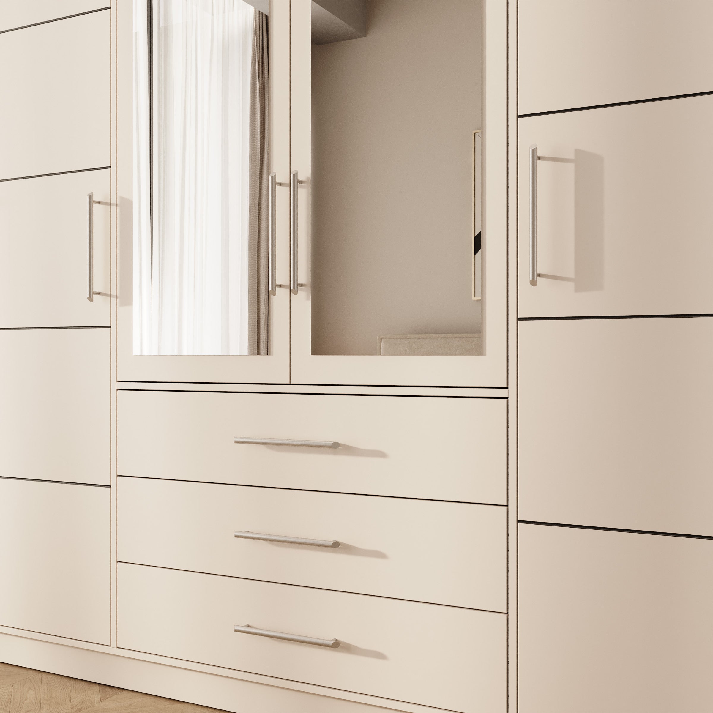 Bloom - Kledingkast 4-deurs - Beige - 196x58x245 cm