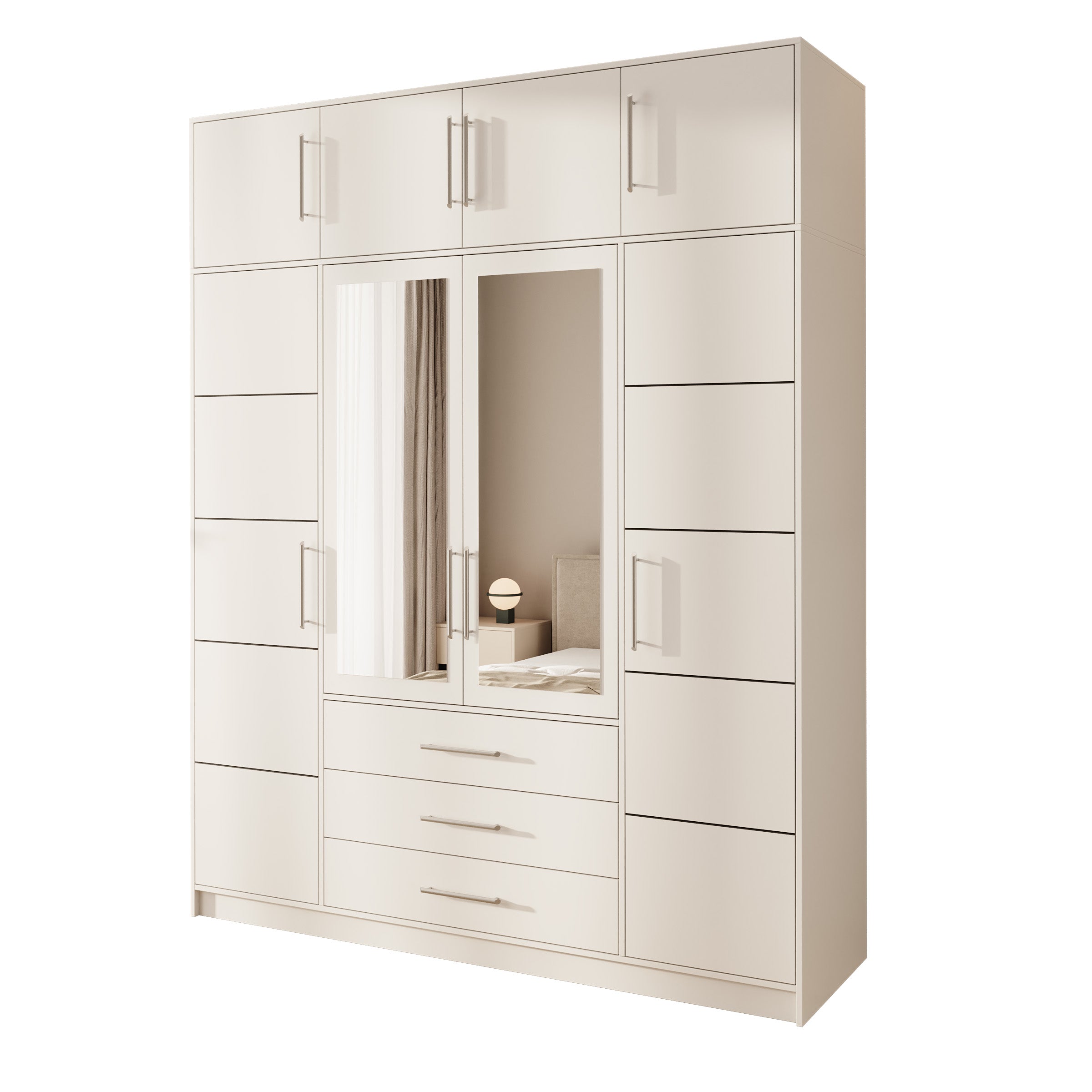 Bloom - Kledingkast 4-deurs - Wit - 196x58x245 cm