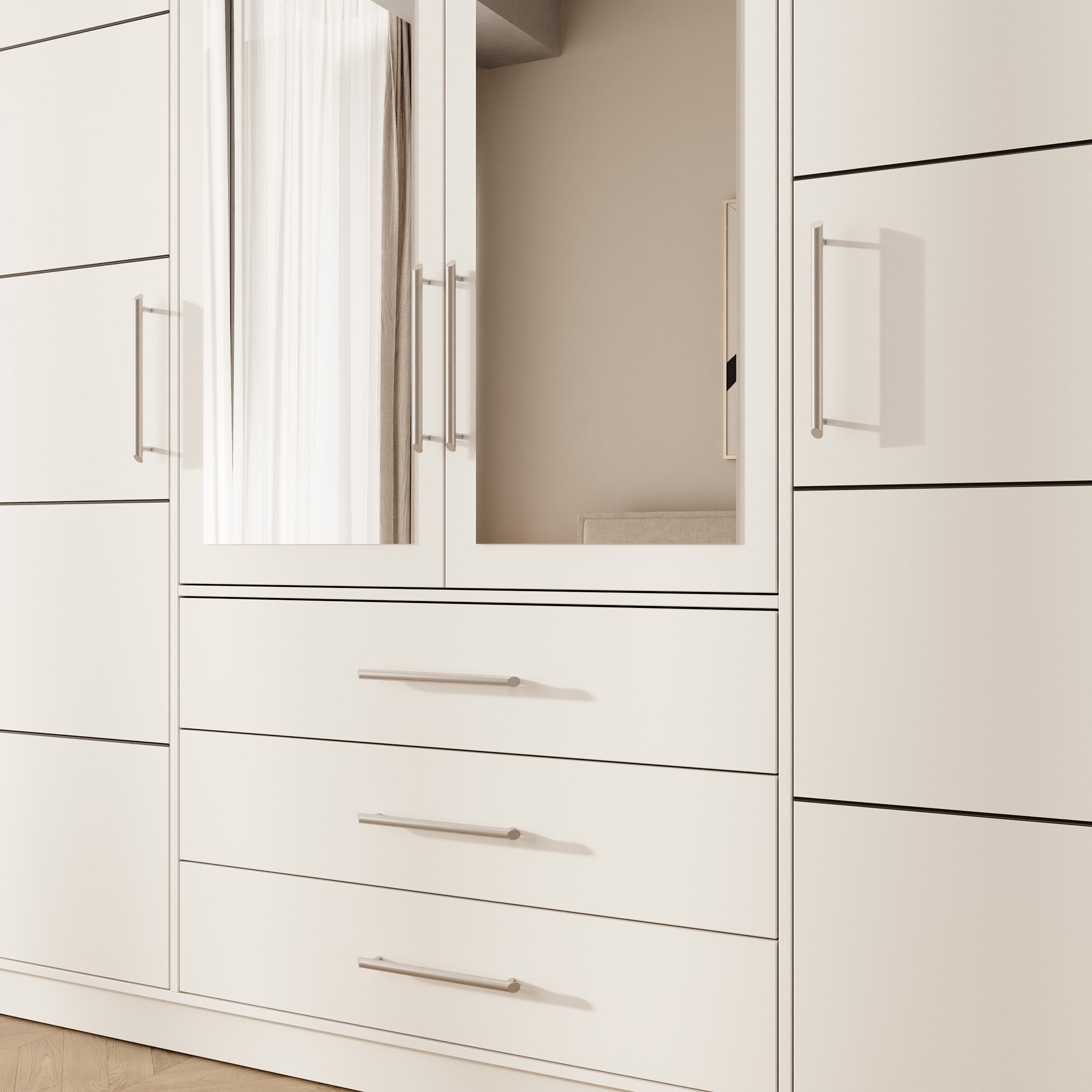 Bloom - Kledingkast 4-deurs - Wit - 196x58x245 cm