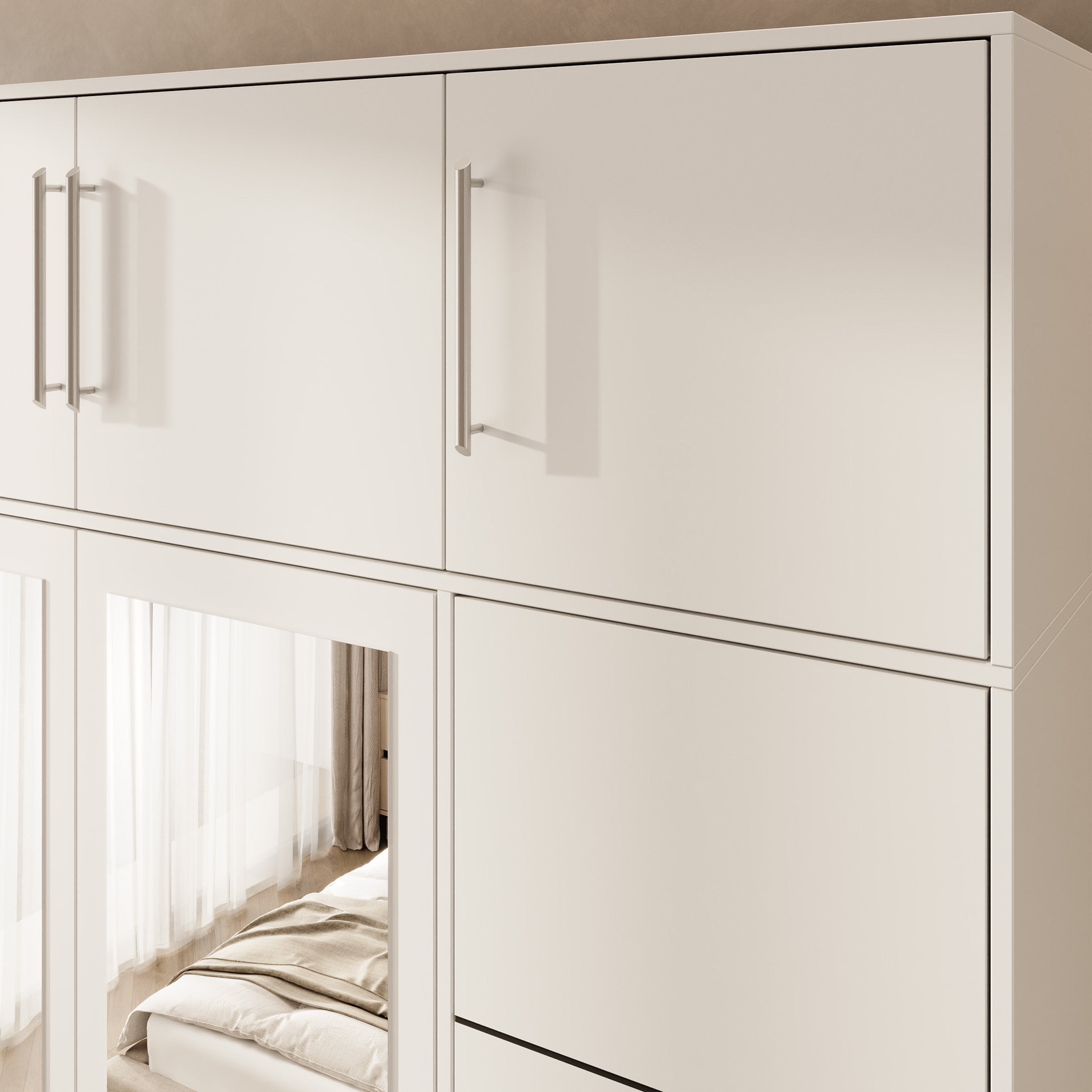 Bloom - Kledingkast 4-deurs - Wit - 196x58x245 cm