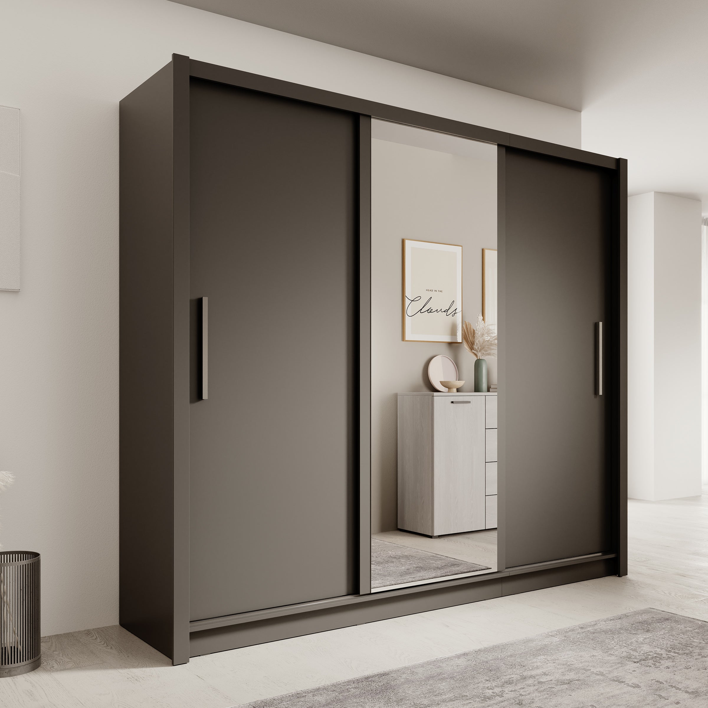 Blue - Kledingkast met schuifdeuren - Antraciet - 248x62x215