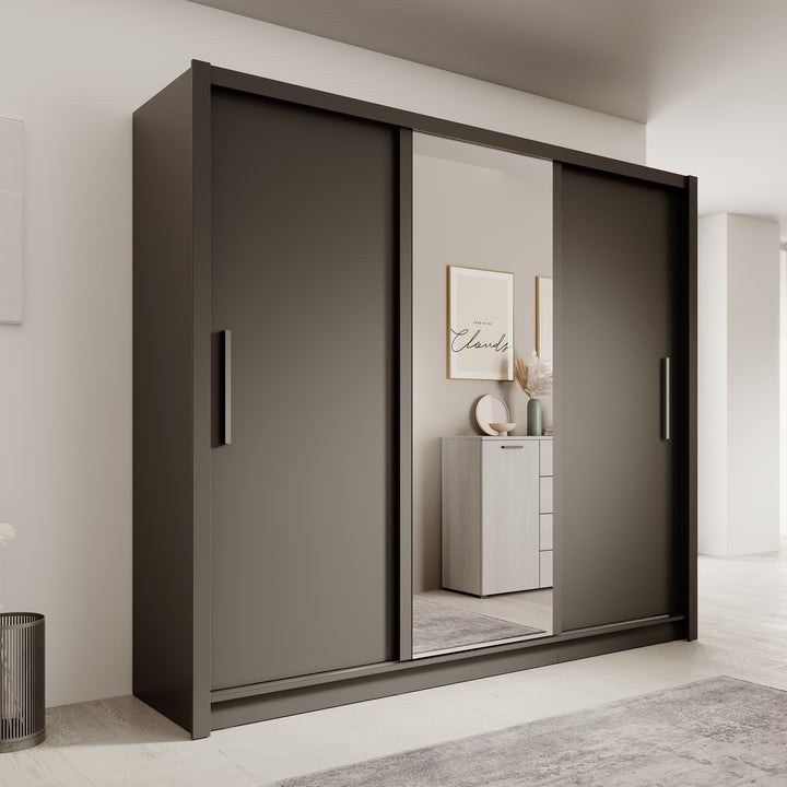 Blue - Kledingkast met schuifdeuren - Antraciet - 248x62x215