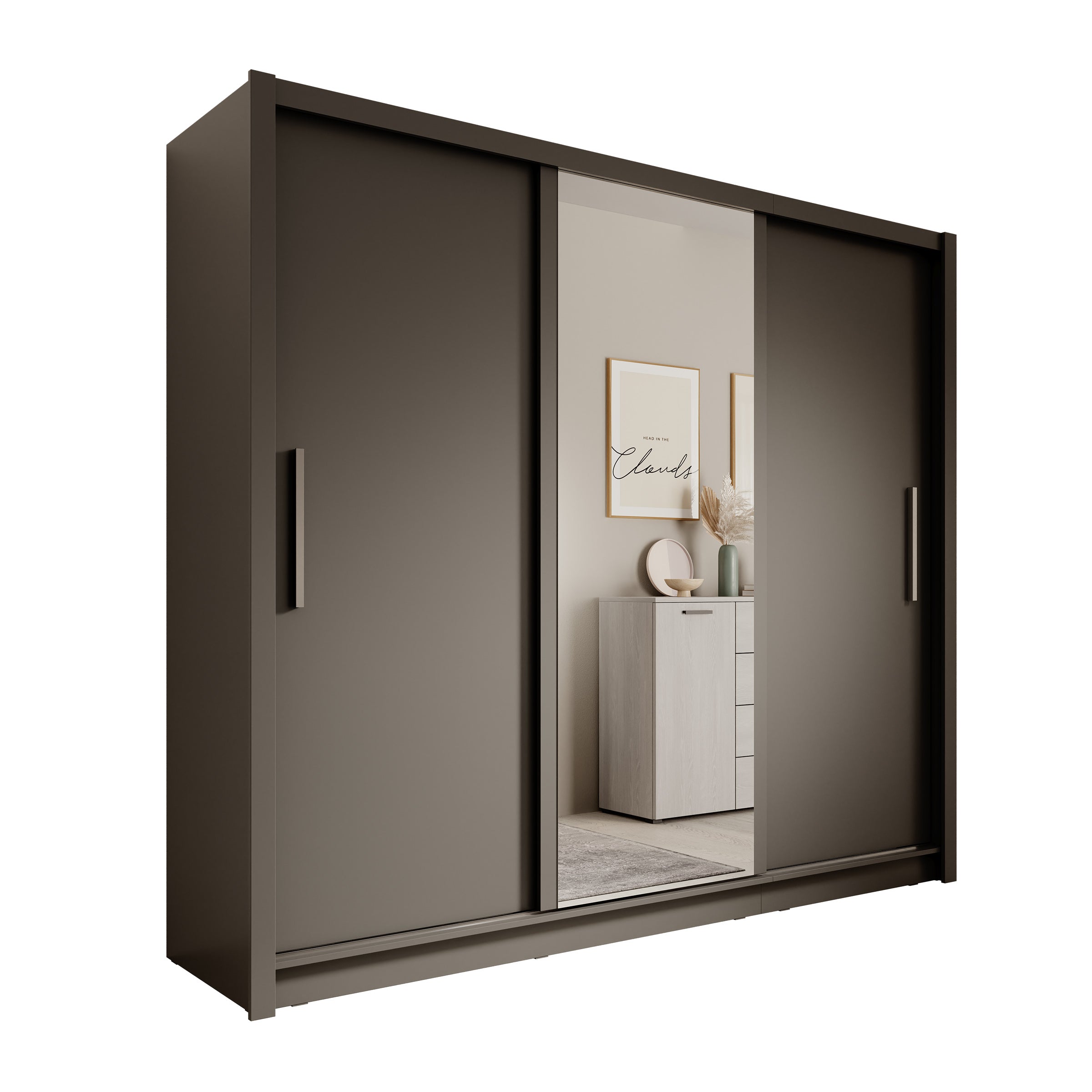 Blue - Kledingkast met schuifdeuren - Antraciet - 248x62x215