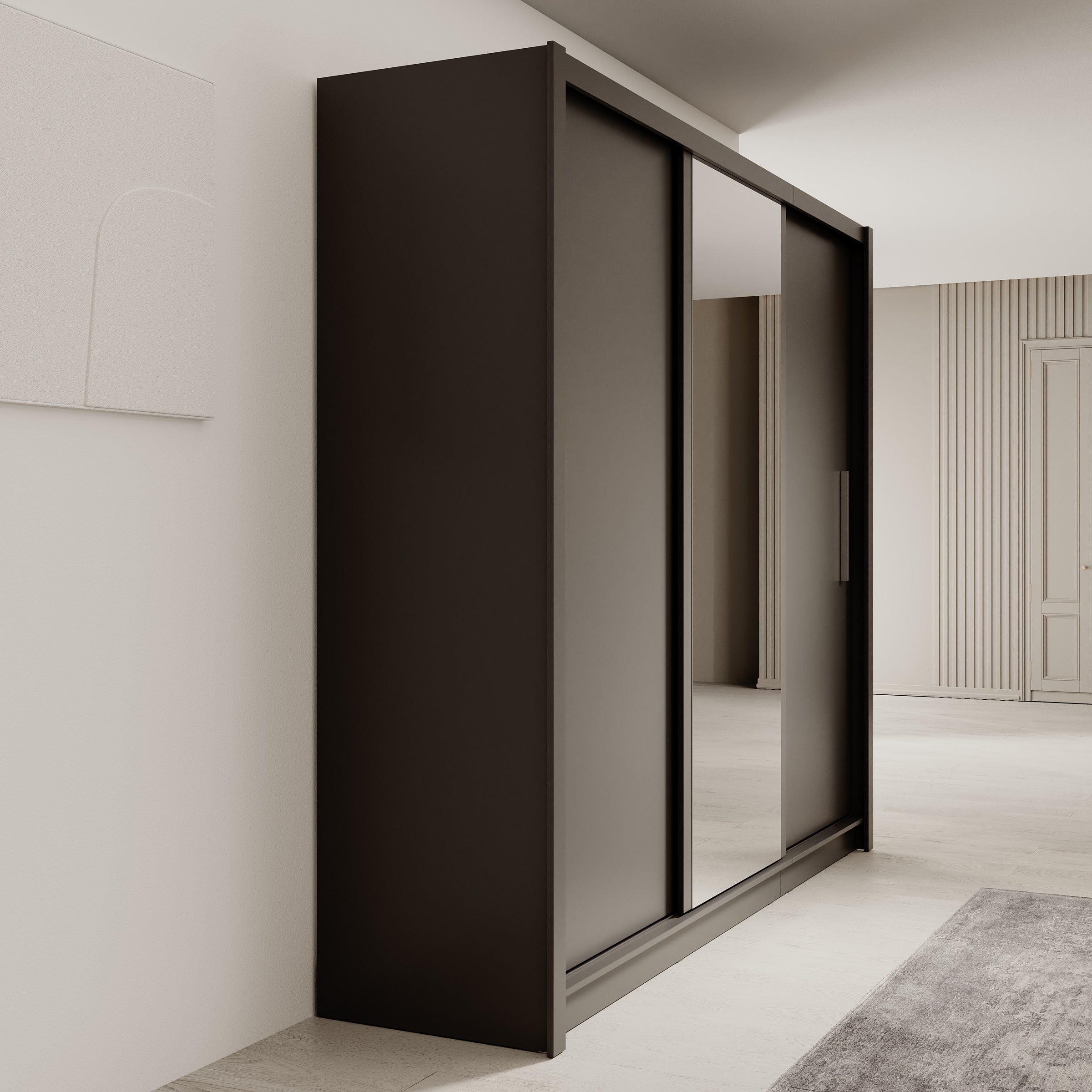 Blue - Kledingkast met schuifdeuren - Antraciet - 248x62x215