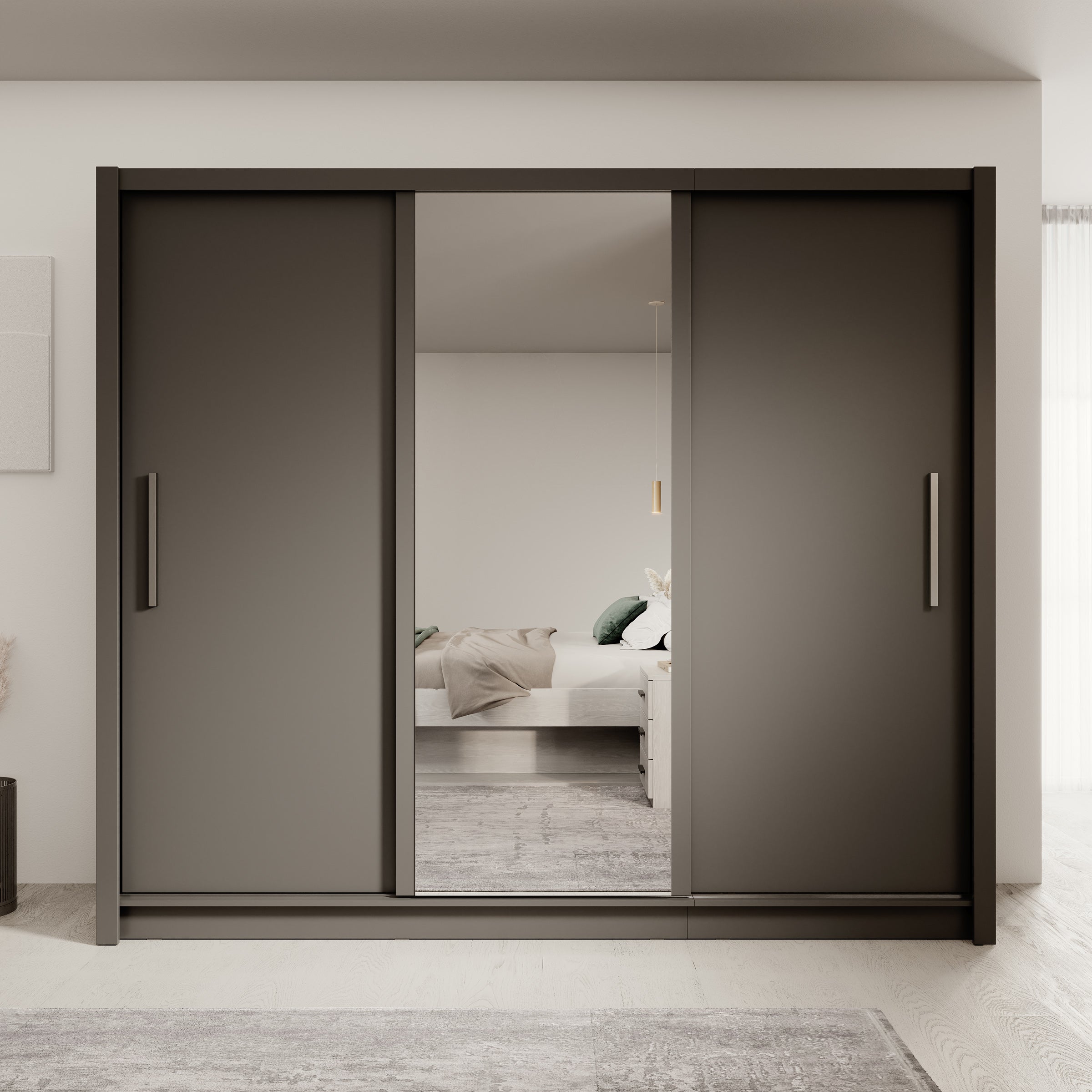 Blue - Kledingkast met schuifdeuren - Antraciet - 248x62x215