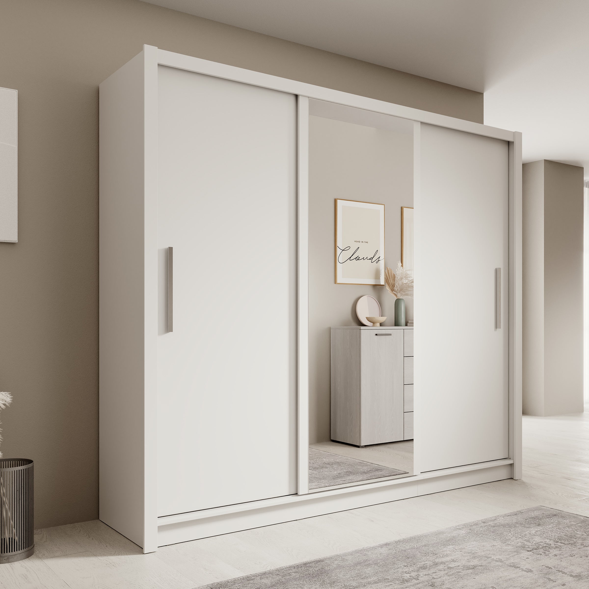 Blue - Kledingkast met schuifdeuren - Wit - 248x62x215 cm