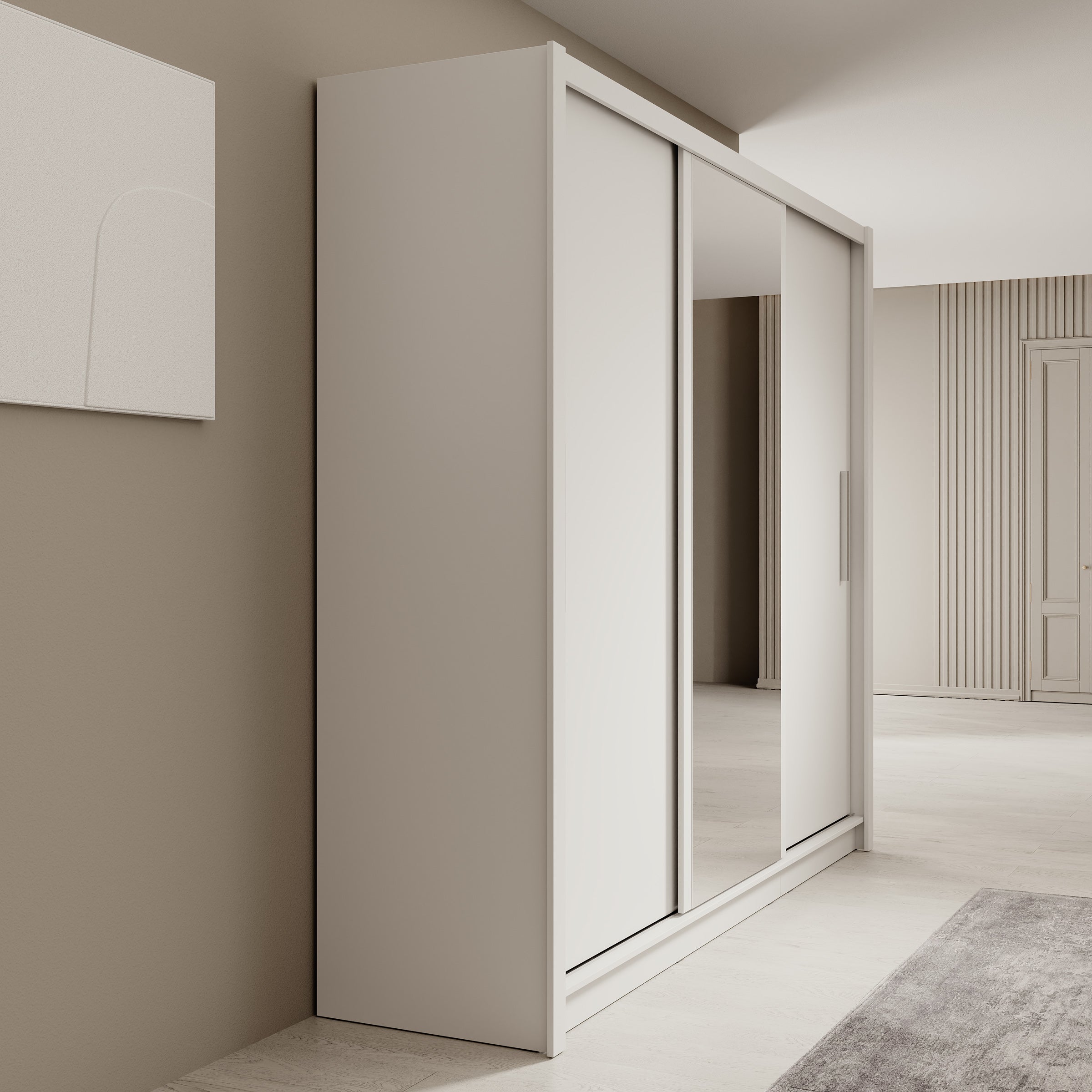 Blue - Kledingkast met schuifdeuren - Wit - 248x62x215 cm