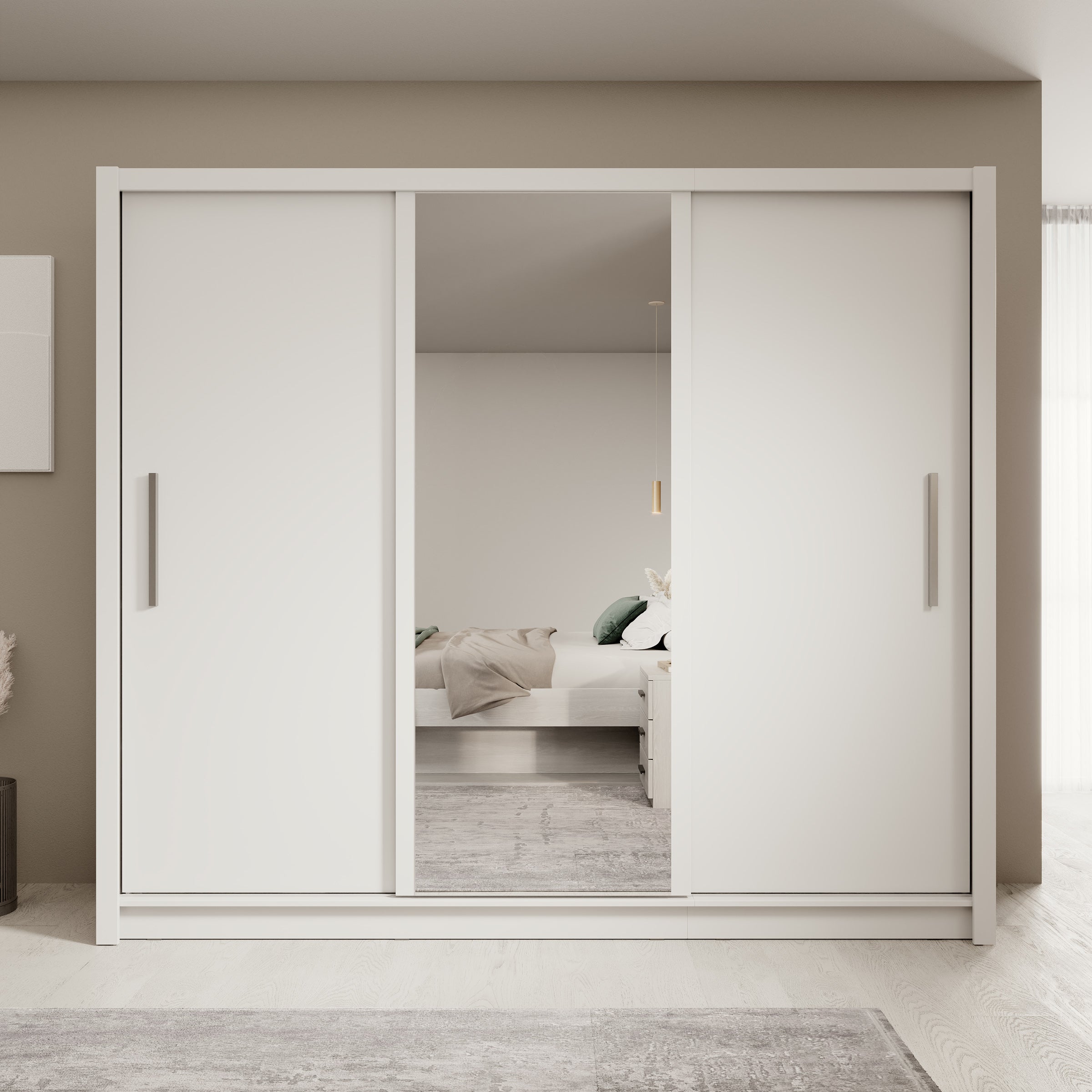 Blue - Kledingkast met schuifdeuren - Wit - 248x62x215 cm