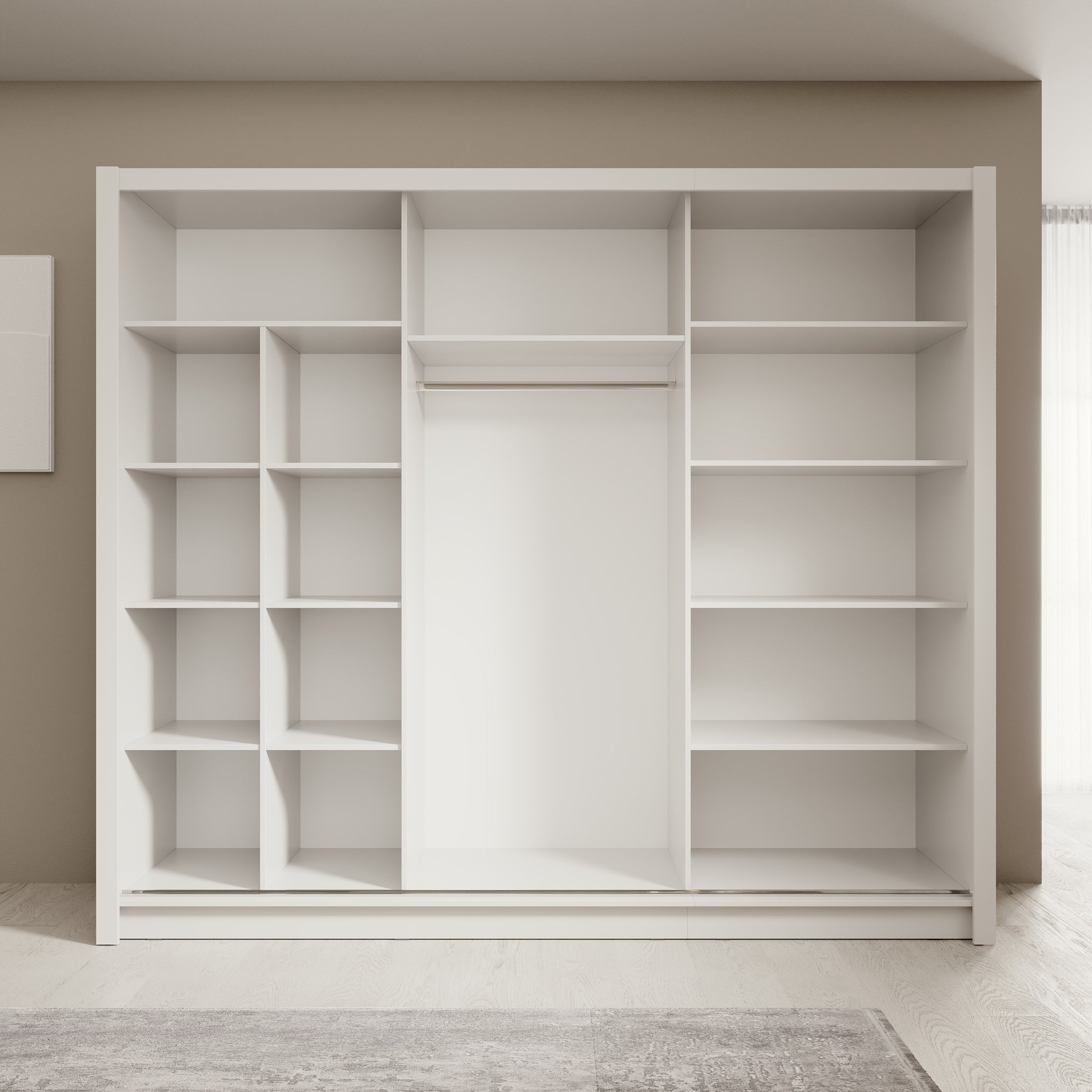 Blue - Kledingkast met schuifdeuren - Wit - 248x62x215 cm