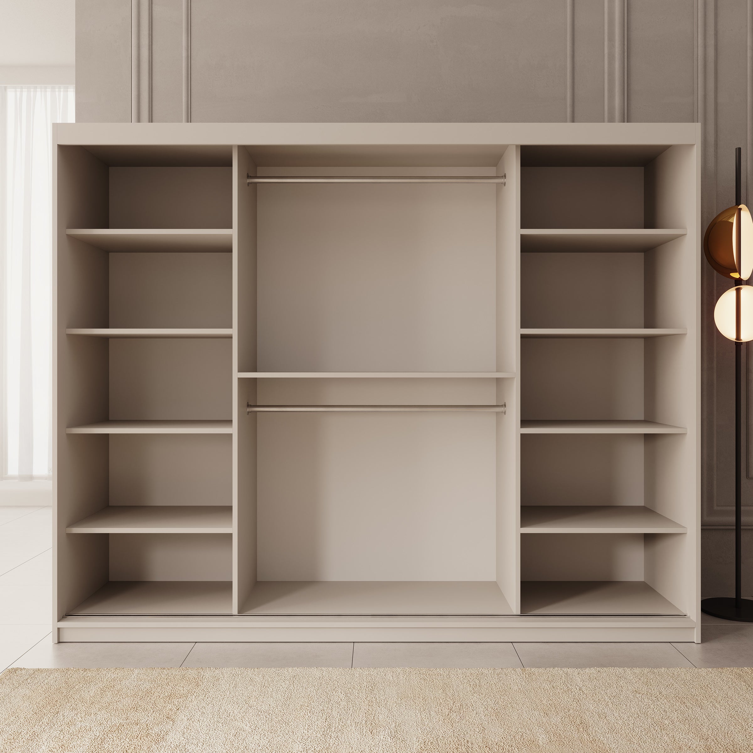 Bodhi - Kledingkast met schuifdeuren - Beige 250x62x200 cm