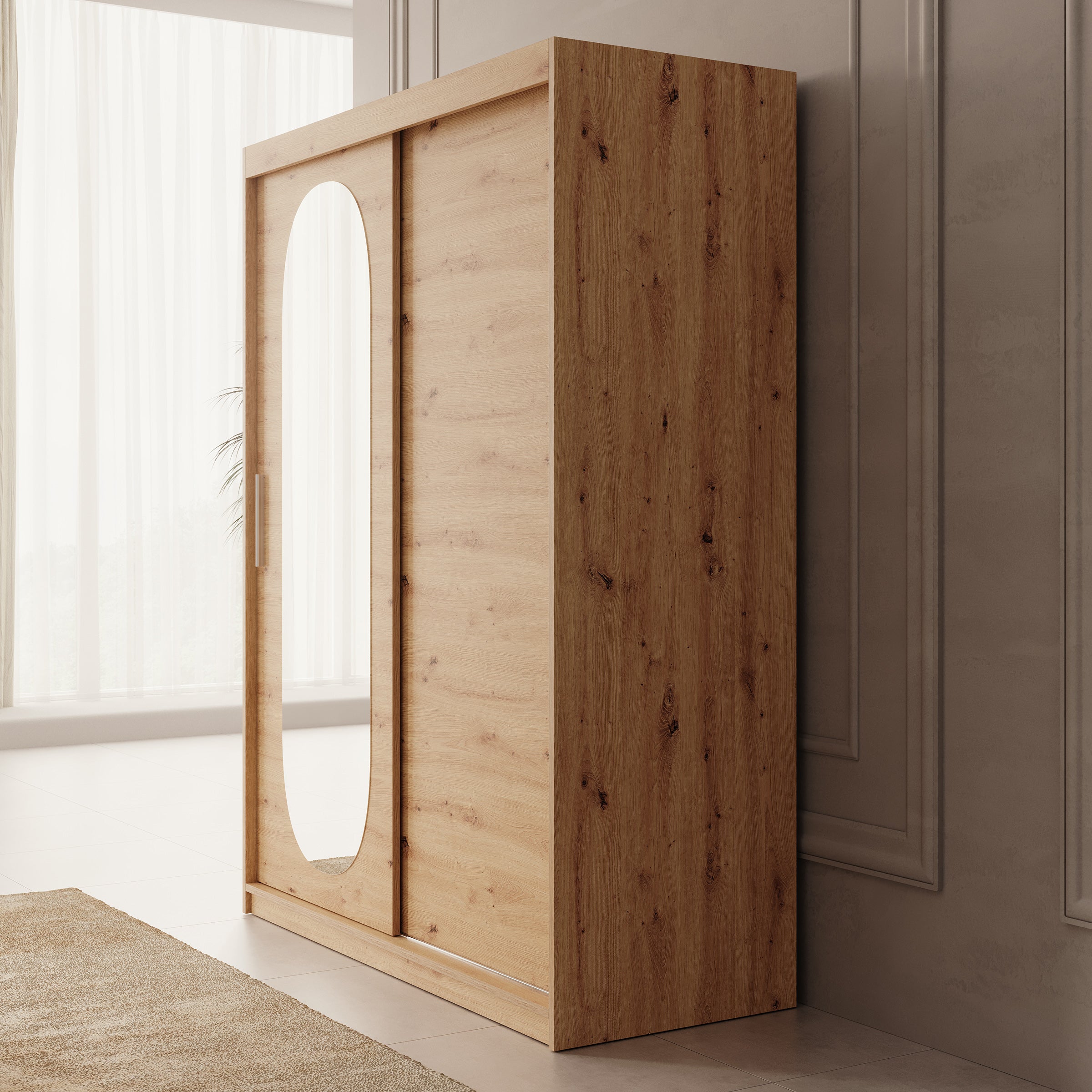 Bodhi - Kledingkast met schuifdeuren - Eiken - 150x62x200 cm