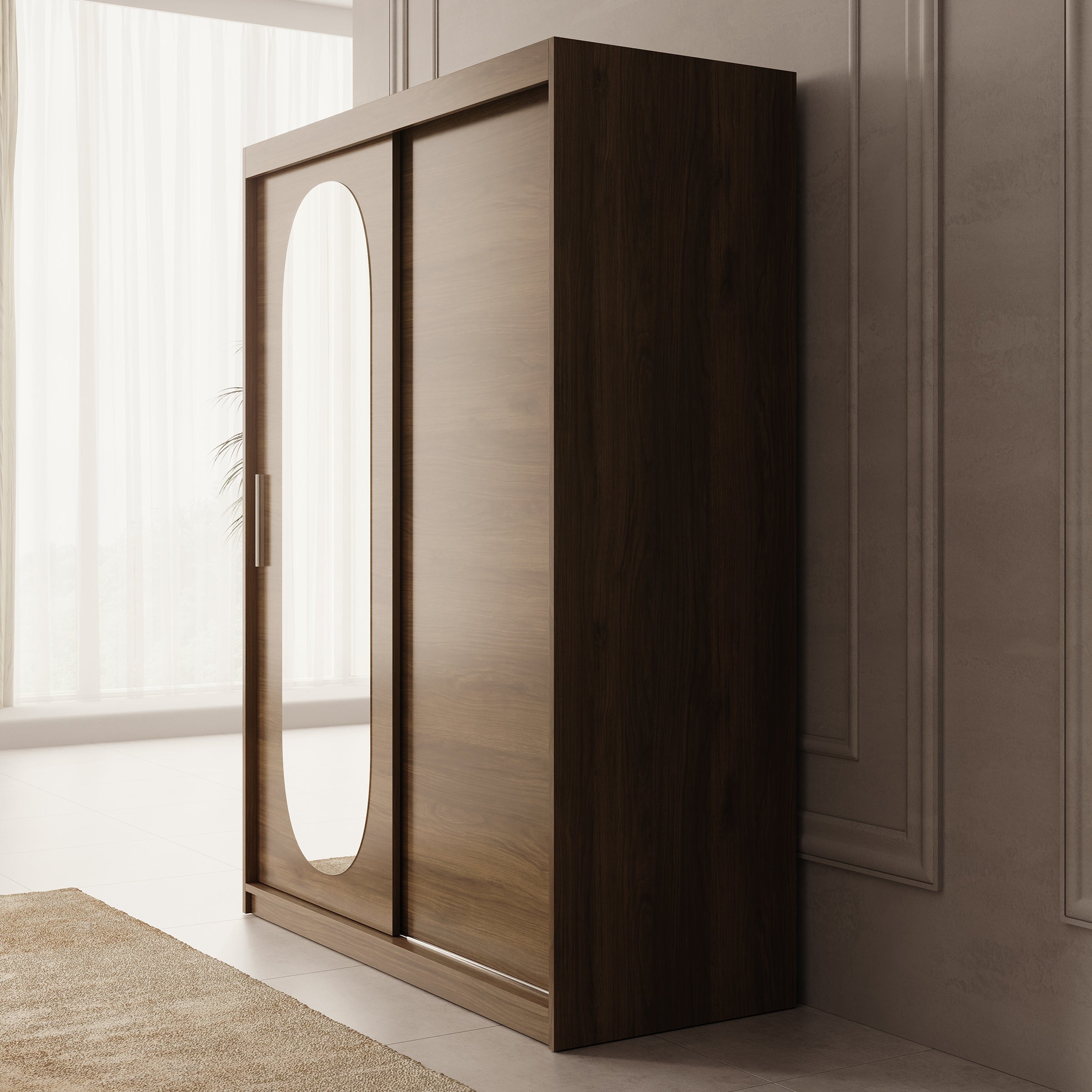 Bodhi - Kledingkast met schuifdeuren - Walnootpatroon - 150x62x200 cm