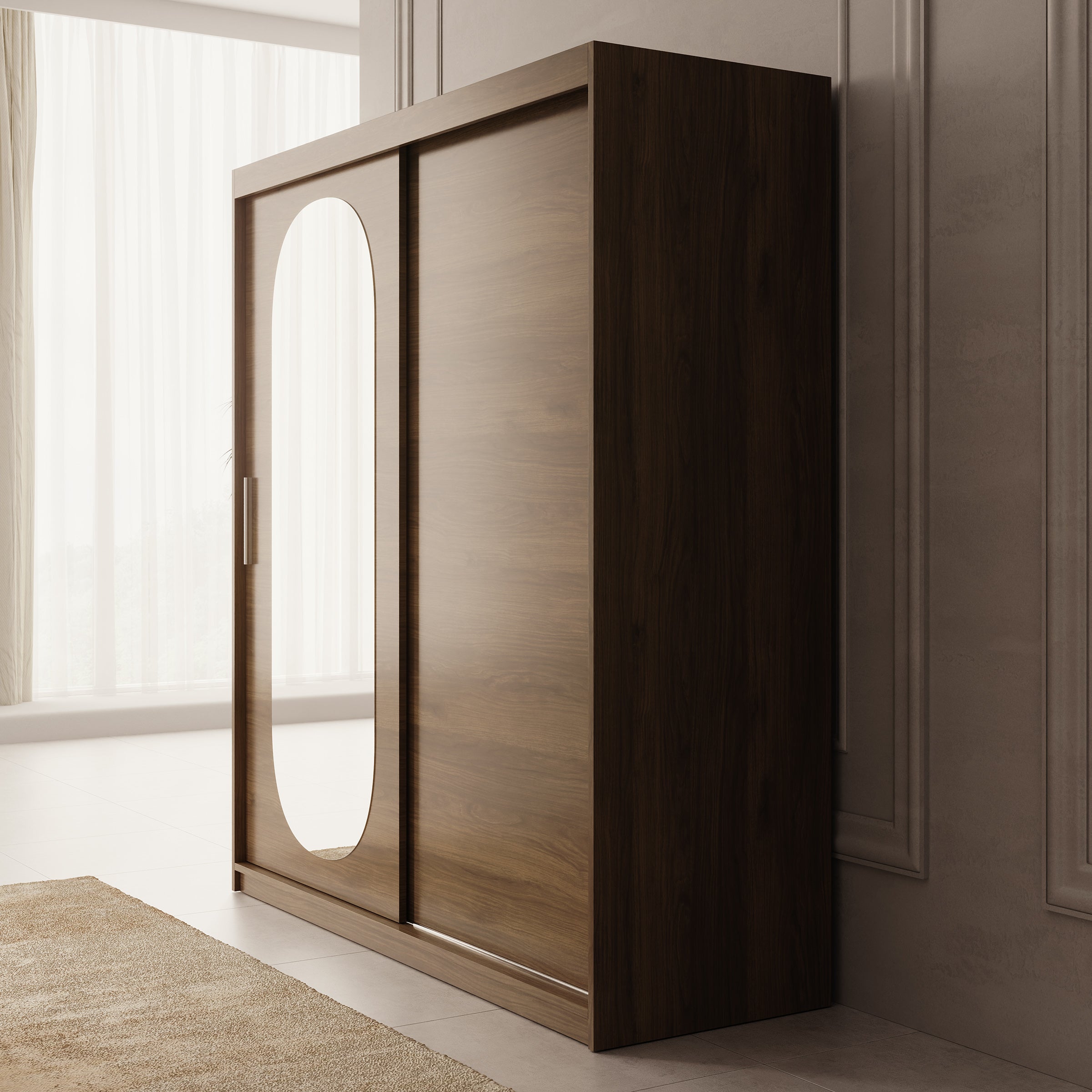 Bodhi - Kledingkast met schuifdeuren - Walnootpatroon - 180x62x200 cm