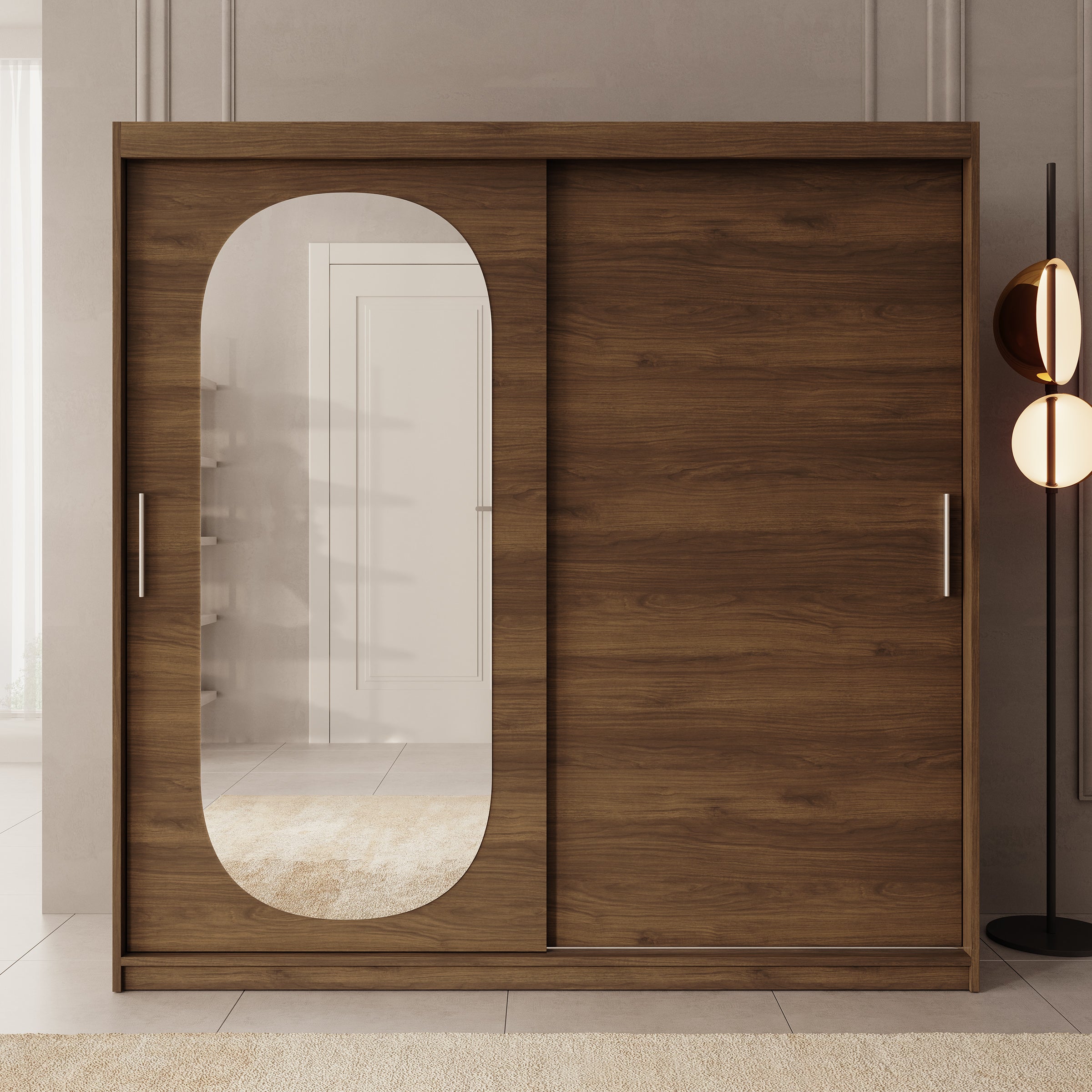 Bodhi - Kledingkast met schuifdeuren - Walnootpatroon - 200x62x200 cm