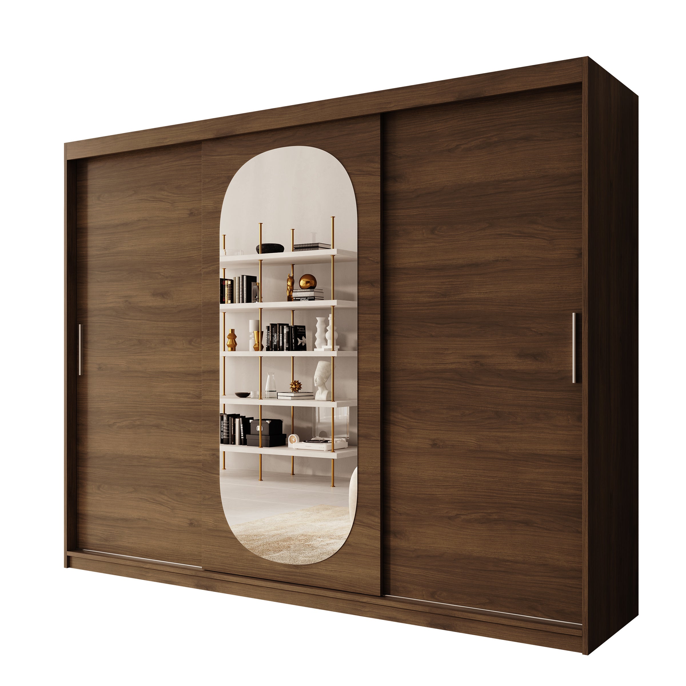 Bodhi - Kledingkast met schuifdeuren - Walnootpatroon - 250x62x200 cm