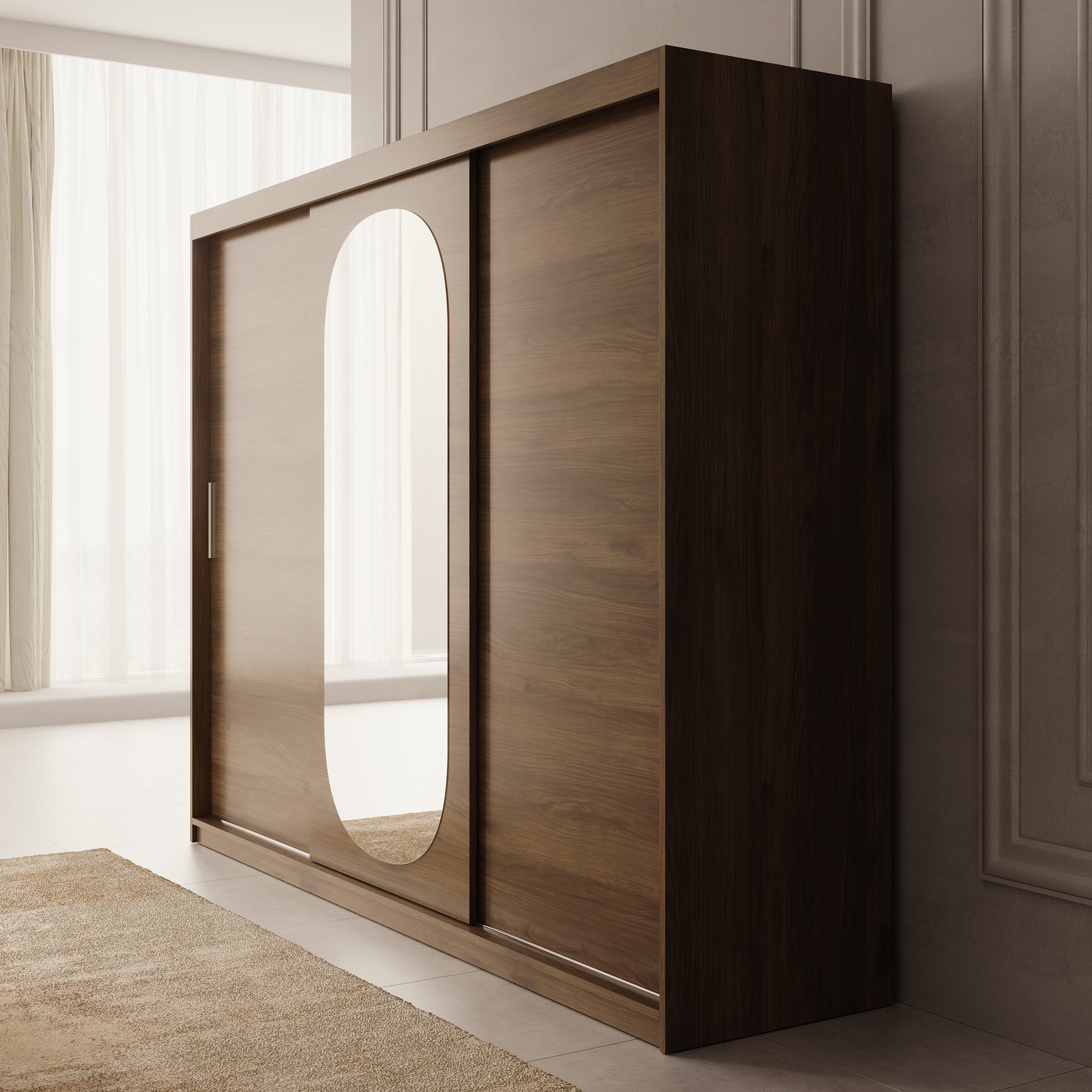 Bodhi - Kledingkast met schuifdeuren - Walnootpatroon - 250x62x200 cm