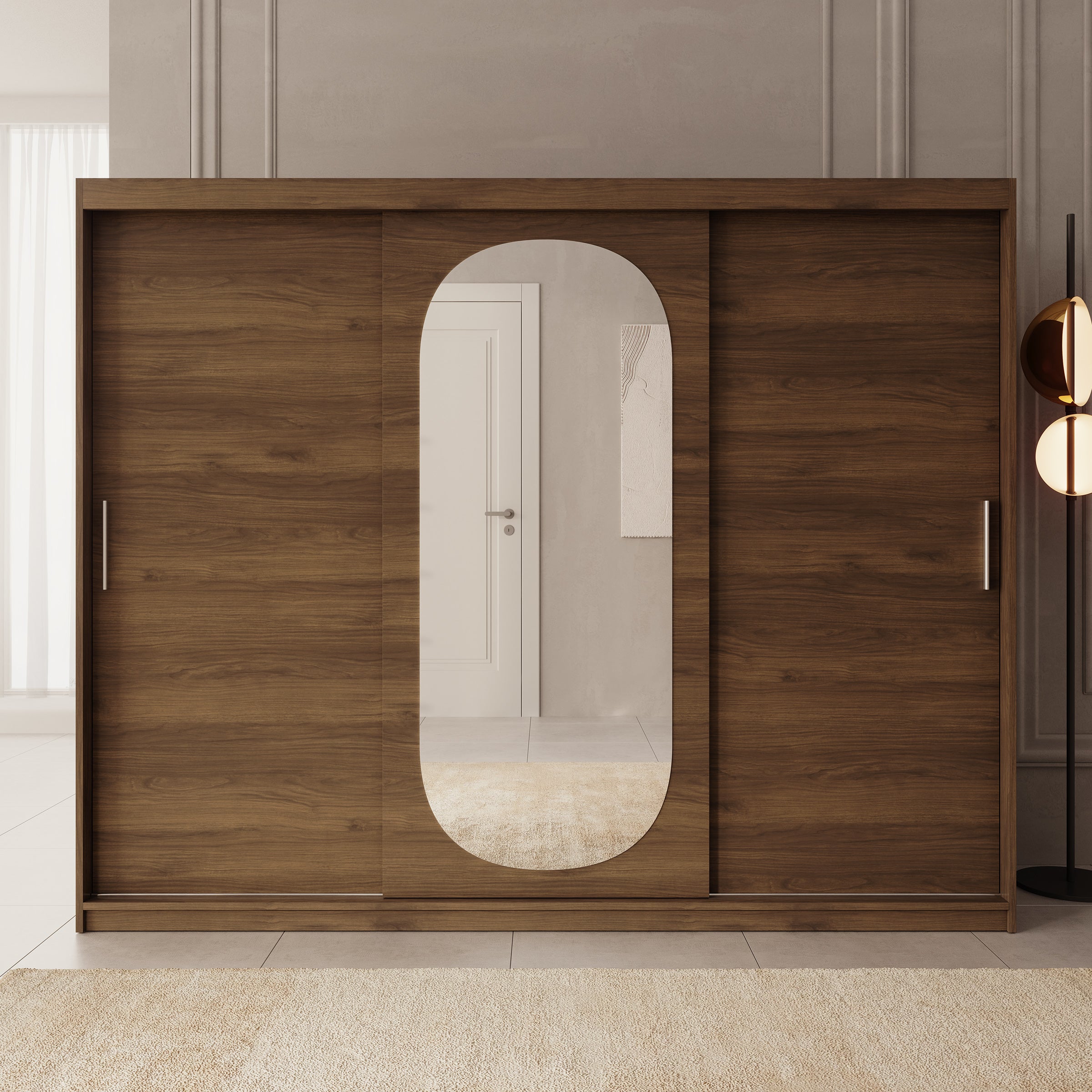 Bodhi - Kledingkast met schuifdeuren - Walnootpatroon - 250x62x200 cm