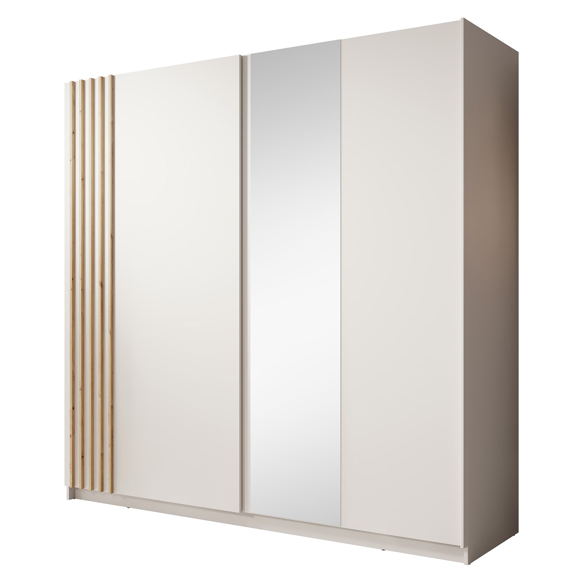 Boets - Kledingkast met schuifdeuren - Wit/eiken - 200x64x199 cm