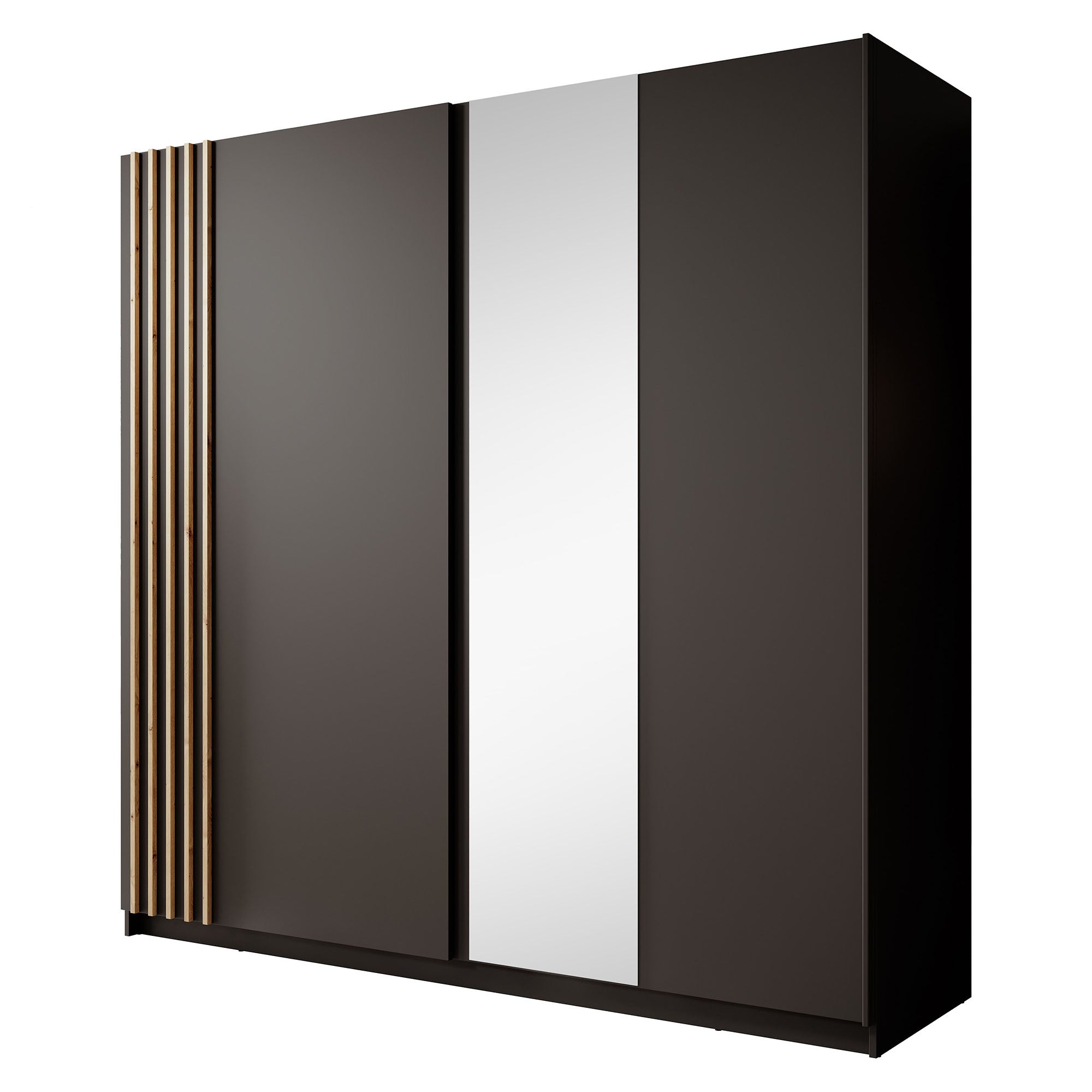 Boets - Kledingkast met schuifdeuren - Zwart/eiken - 200x64x199 cm
