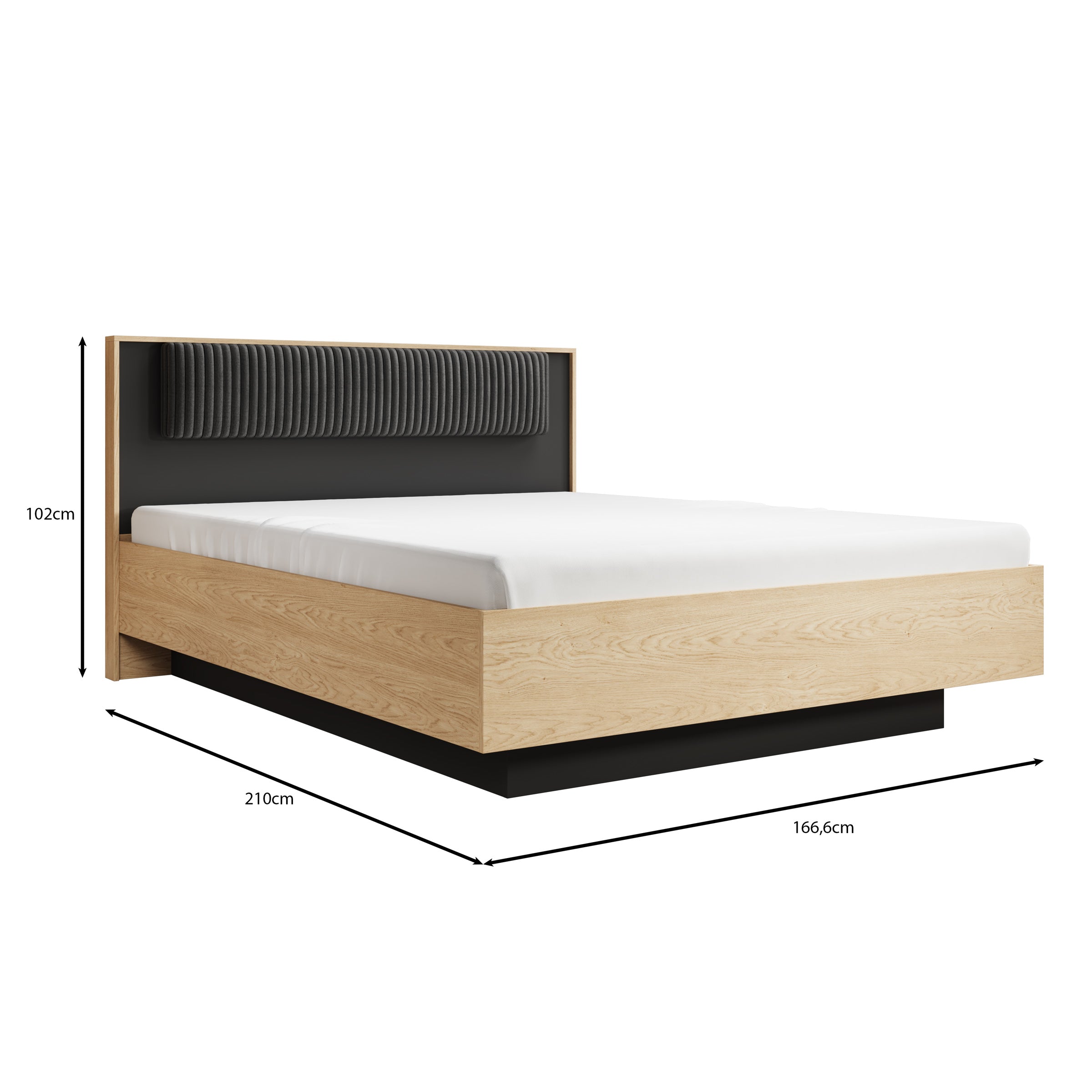 Bogota - Tweepersoonsbed - Eiken/Zwart - 160x200 cm