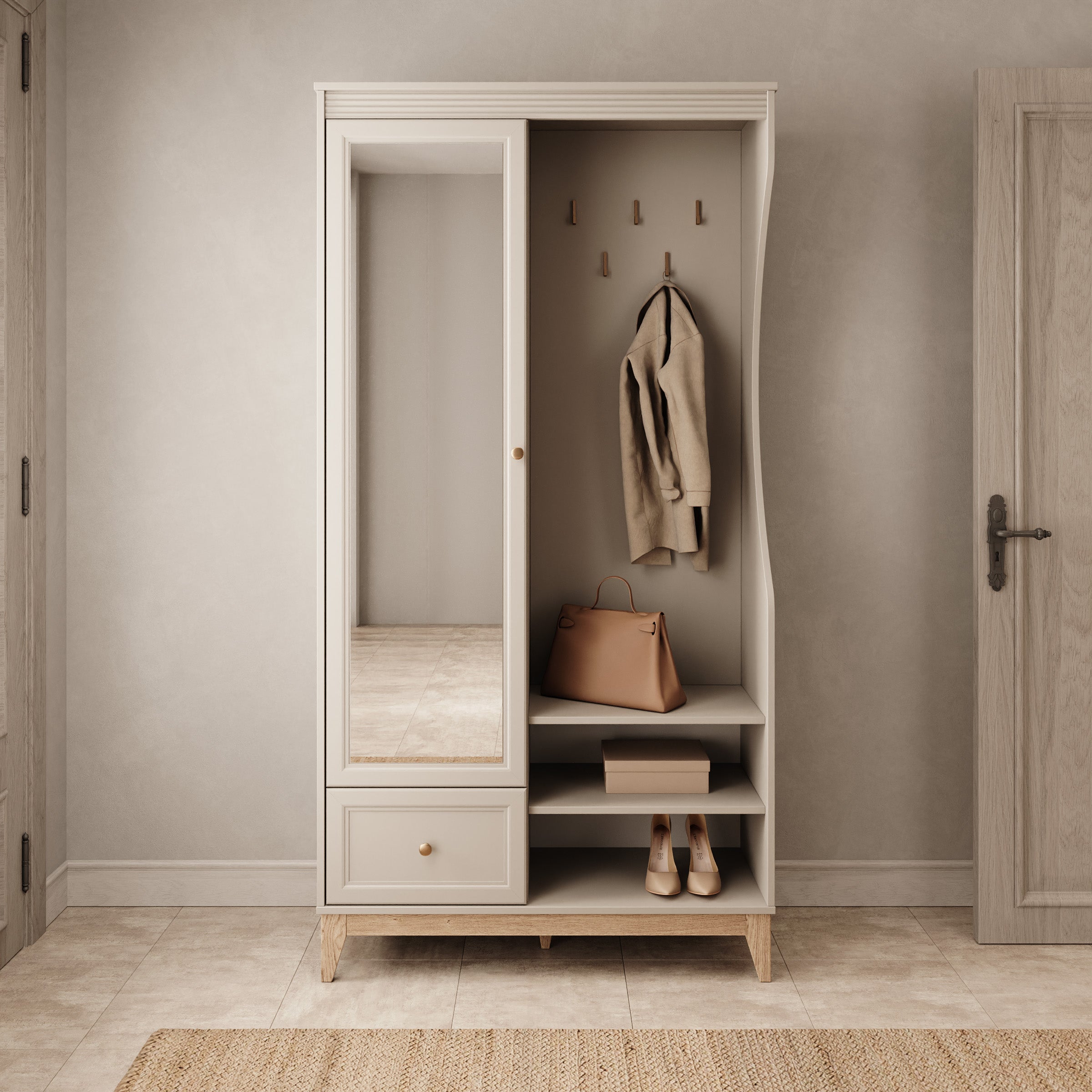 Boka - Halkast - Beige - 100x41x193 cm
