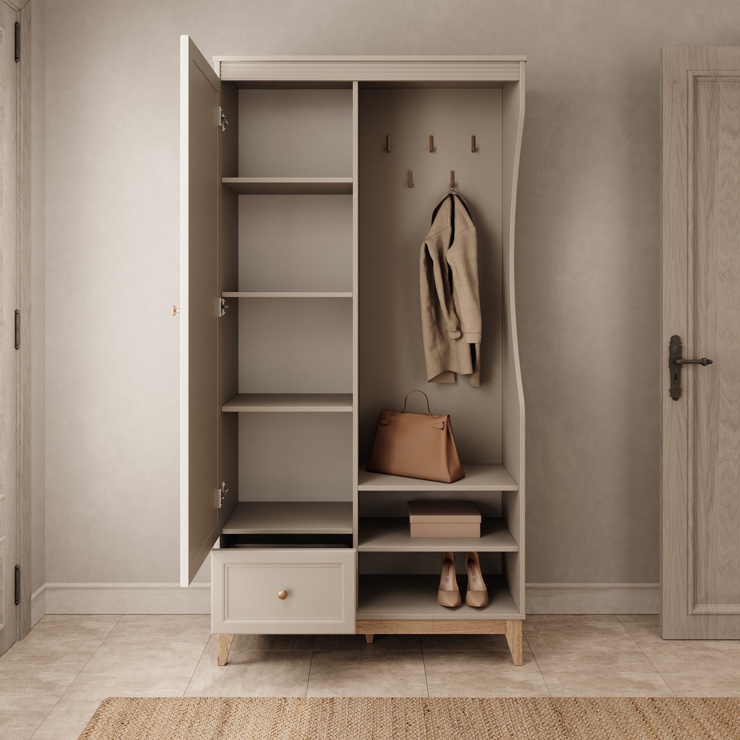 Boka - Halkast - Beige - 100x41x193 cm