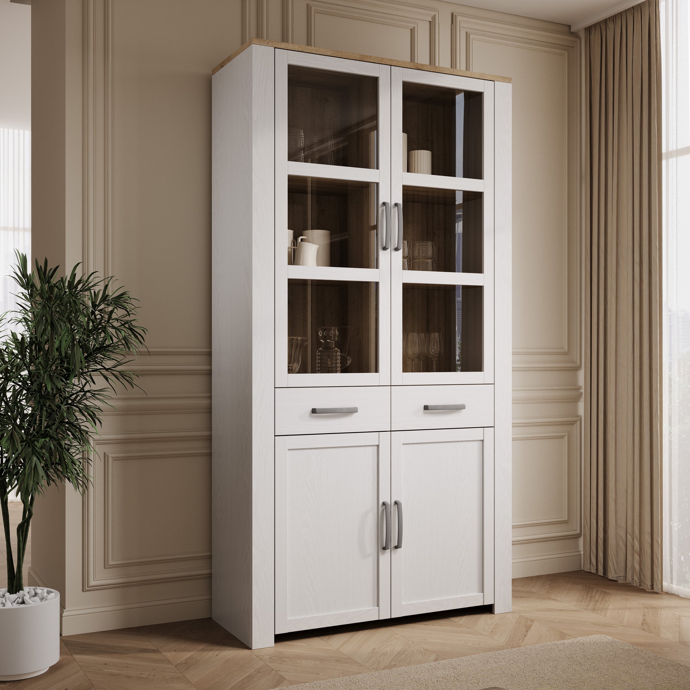Borello - Buffetkast - Wit - 106x42x205 cm