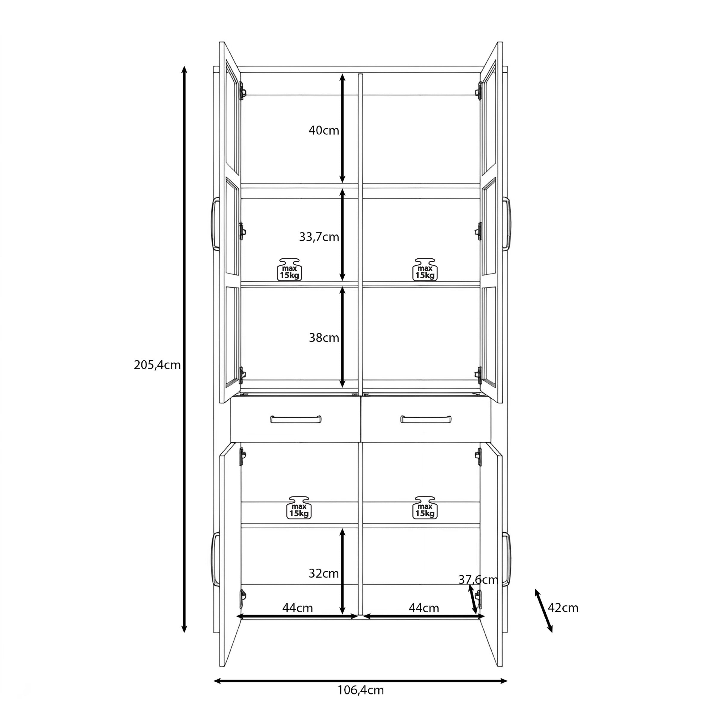 Borello - Buffetkast - Wit - 106x42x205 cm