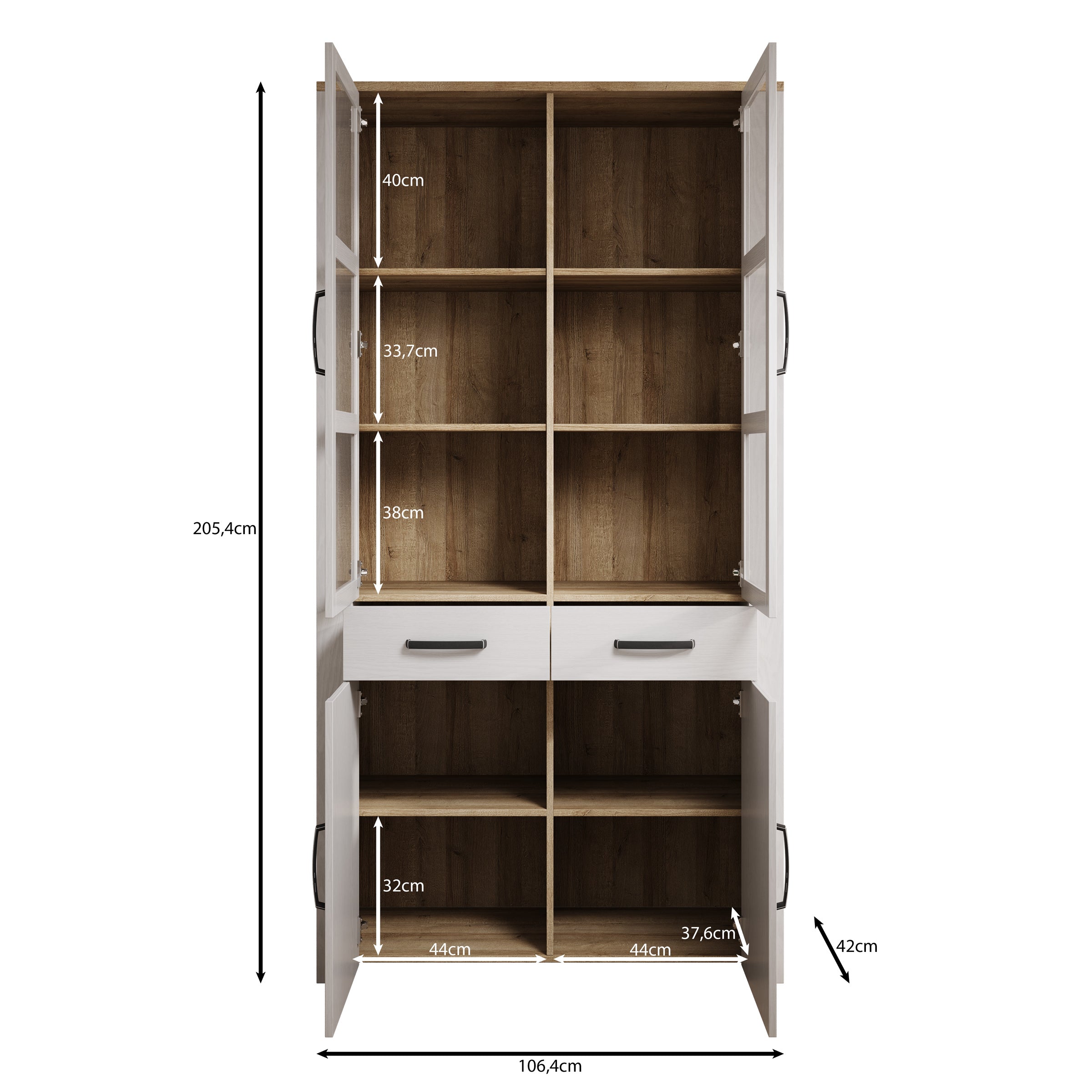 Borello - Buffetkast - Wit - 106x42x205 cm