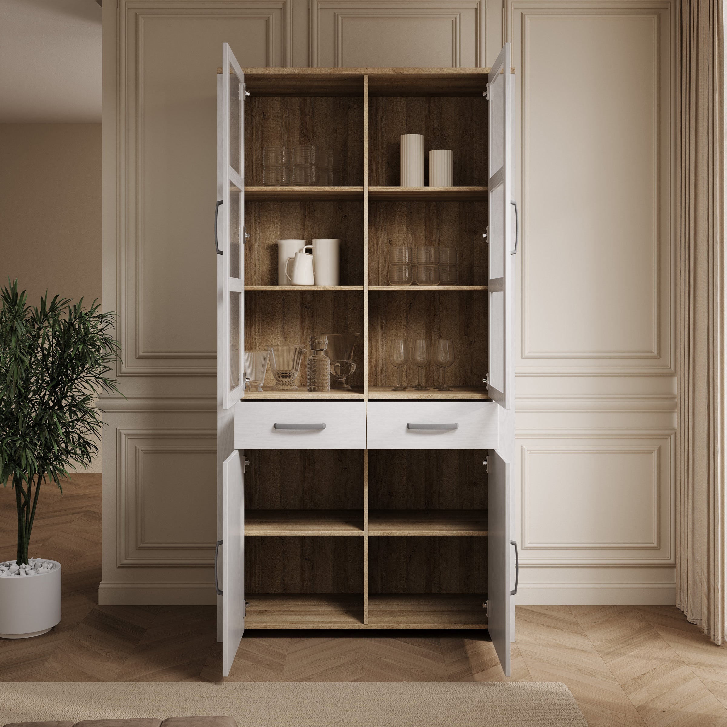 Borello - Buffetkast - Wit - 106x42x205 cm