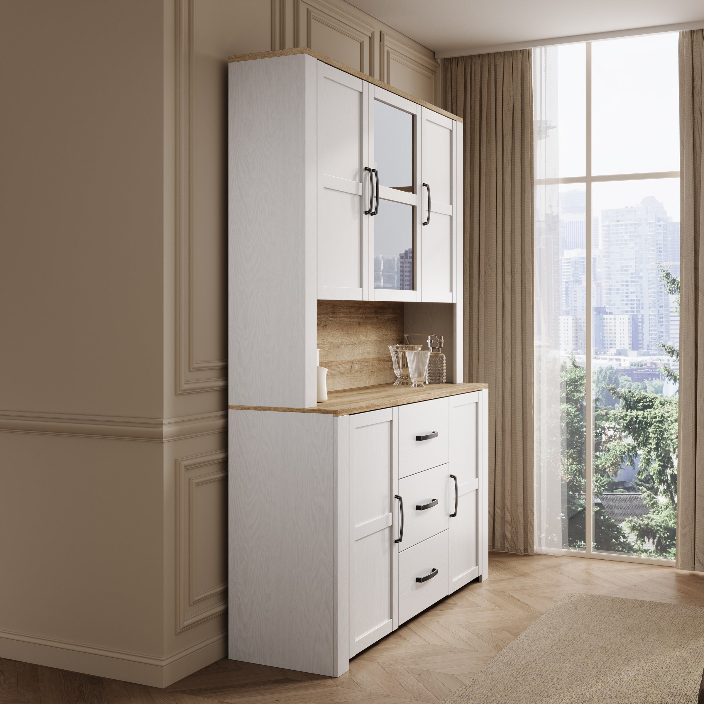 Borello - Buffetkast - Wit - 146x42x205 cm