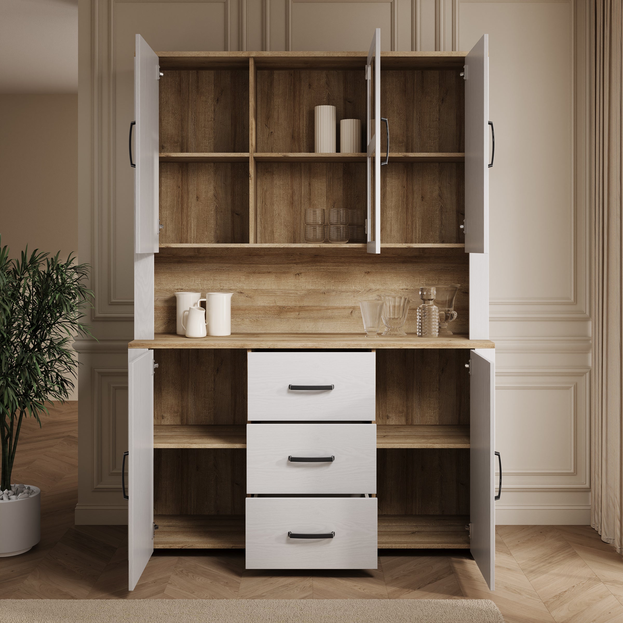 Borello - Buffetkast - Wit - 146x42x205 cm