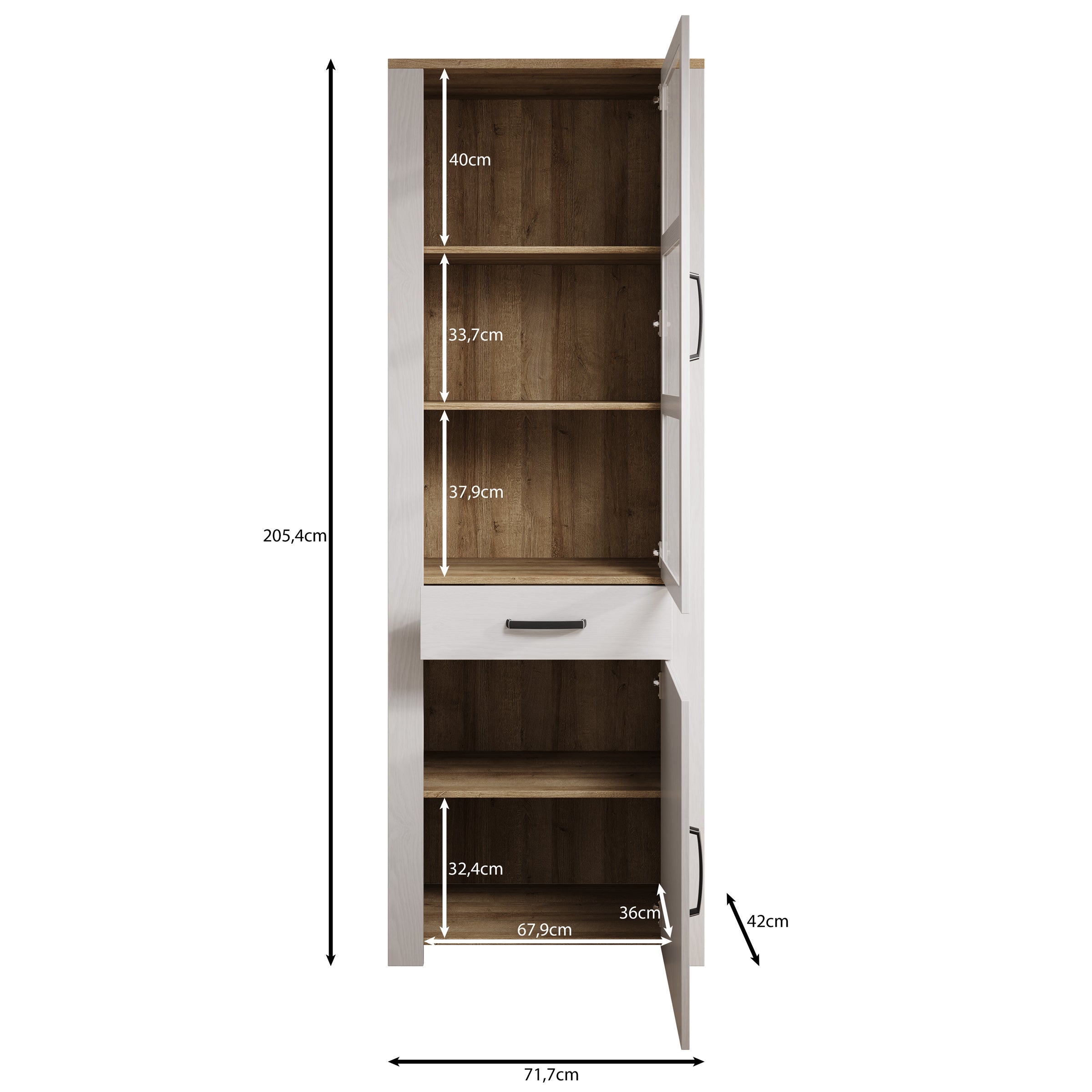 Borello - Buffetkast - Wit - 72x42x205 cm