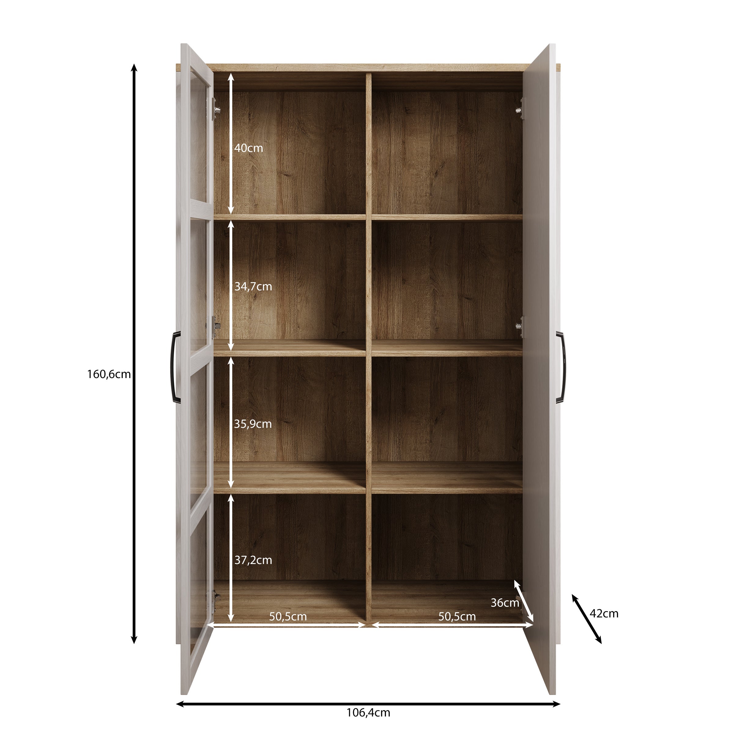 Borello - Buffetkast - Zwart - 106x42x161 cm