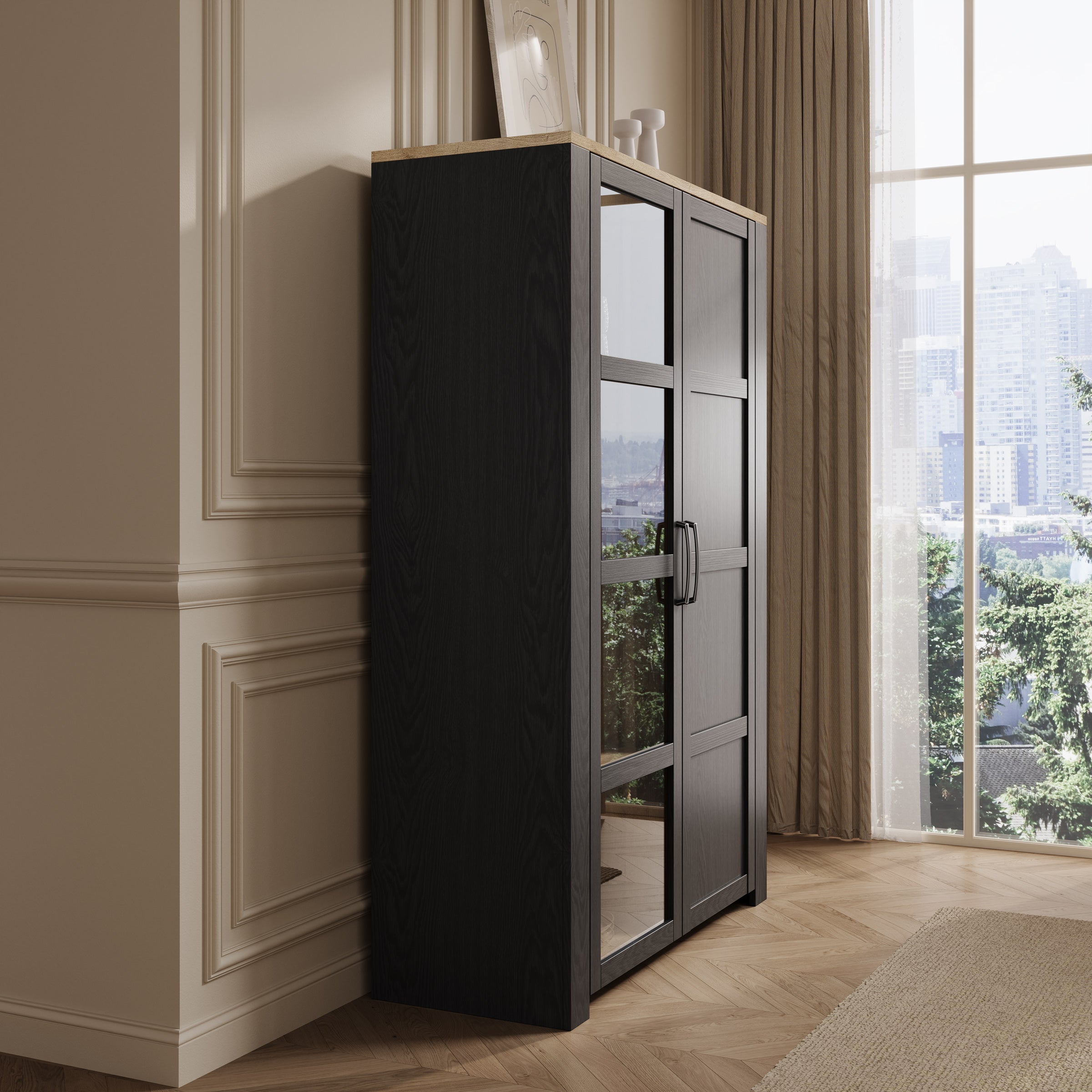 Borello - Buffetkast - Zwart - 106x42x161 cm