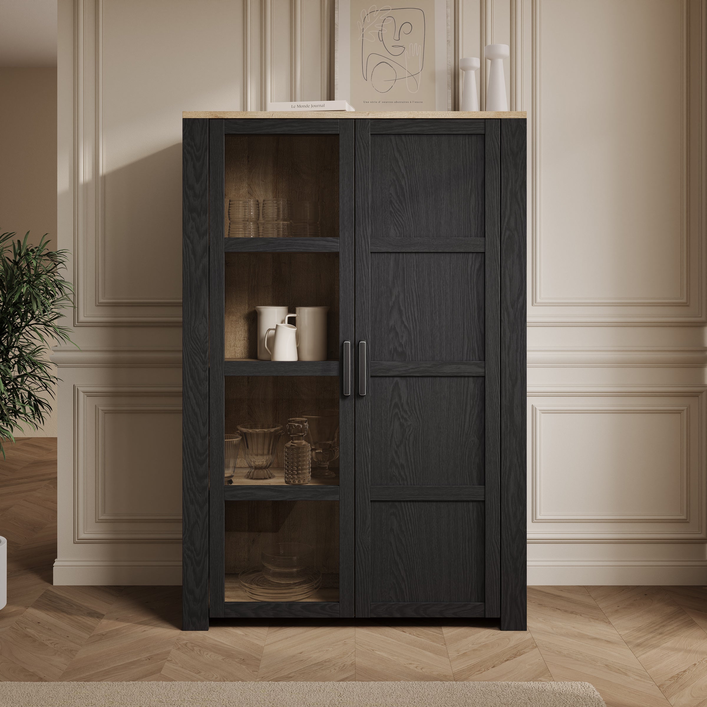 Borello - Buffetkast - Zwart - 106x42x161 cm