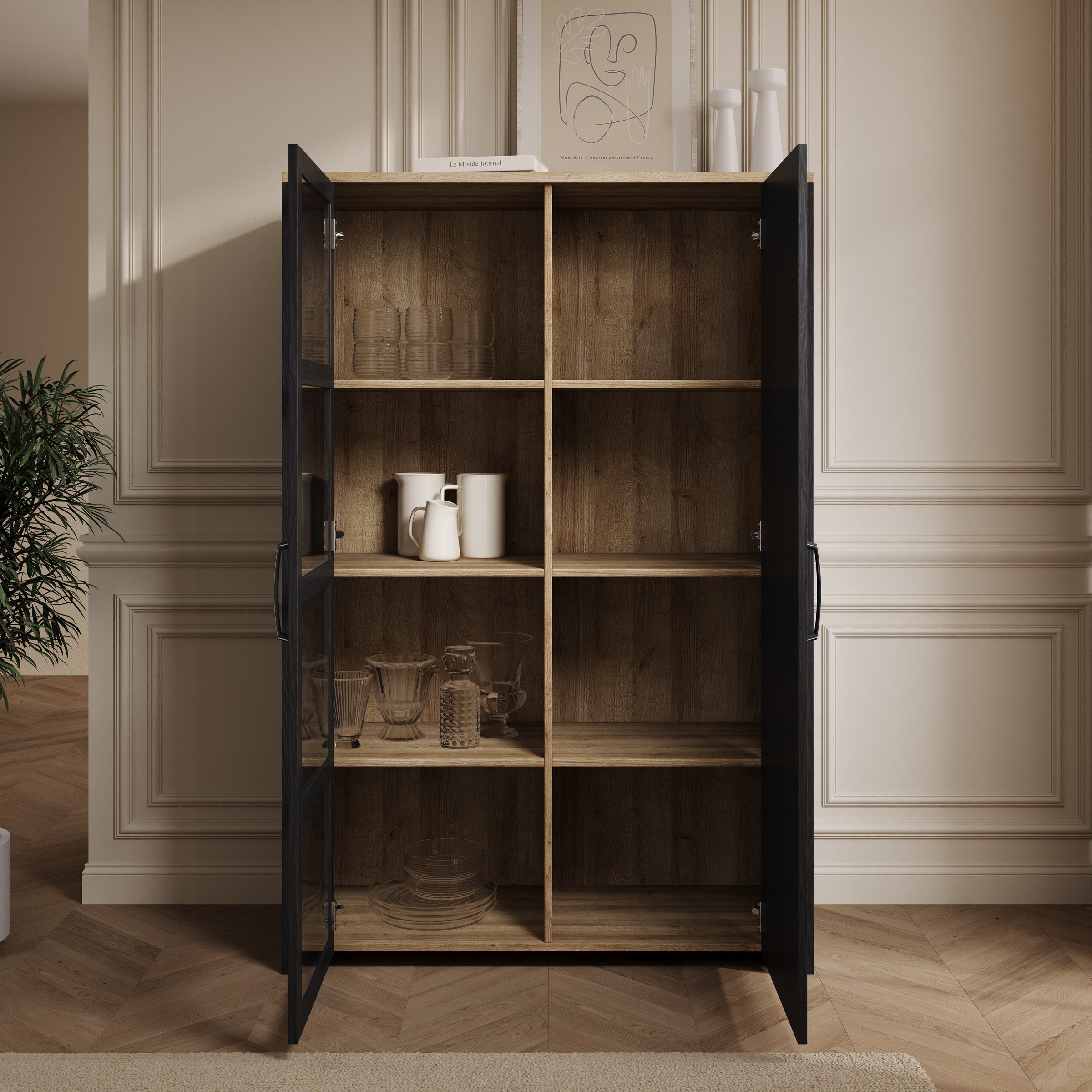 Borello - Buffetkast - Zwart - 106x42x161 cm