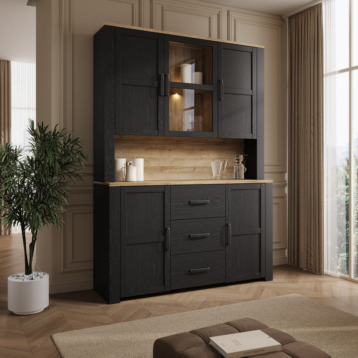 Borello - Buffetkast - Zwart - 146x42x205 cm