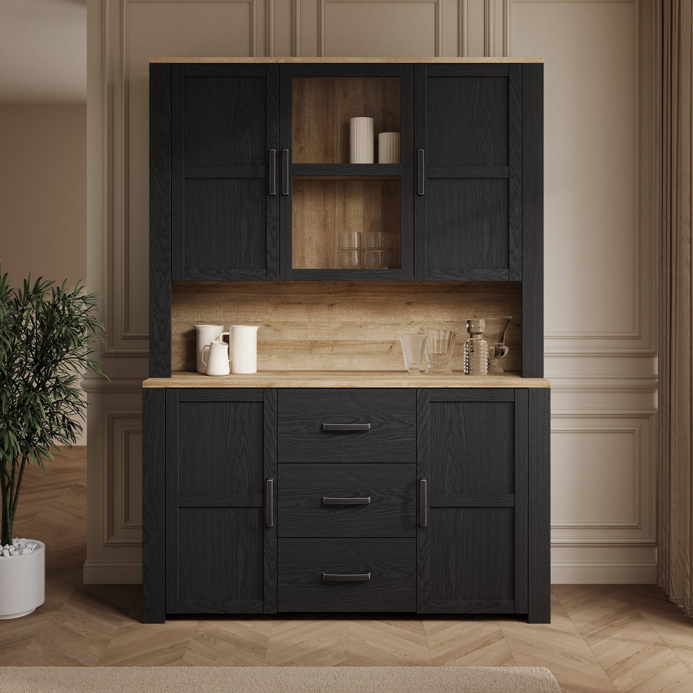 Borello - Buffetkast - Zwart - 146x42x205 cm