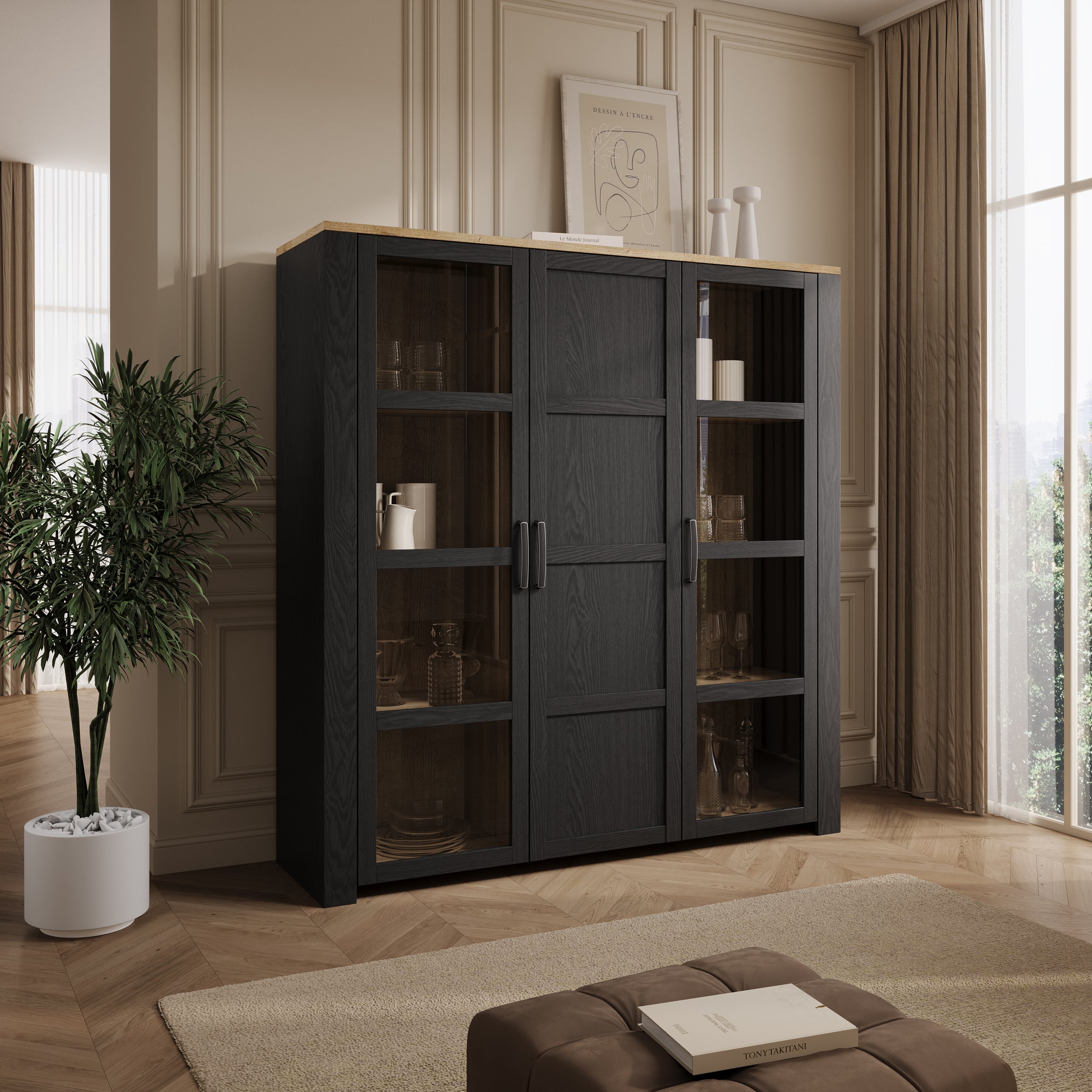 Borello - Buffetkast - Zwart - 151x42x161 cm