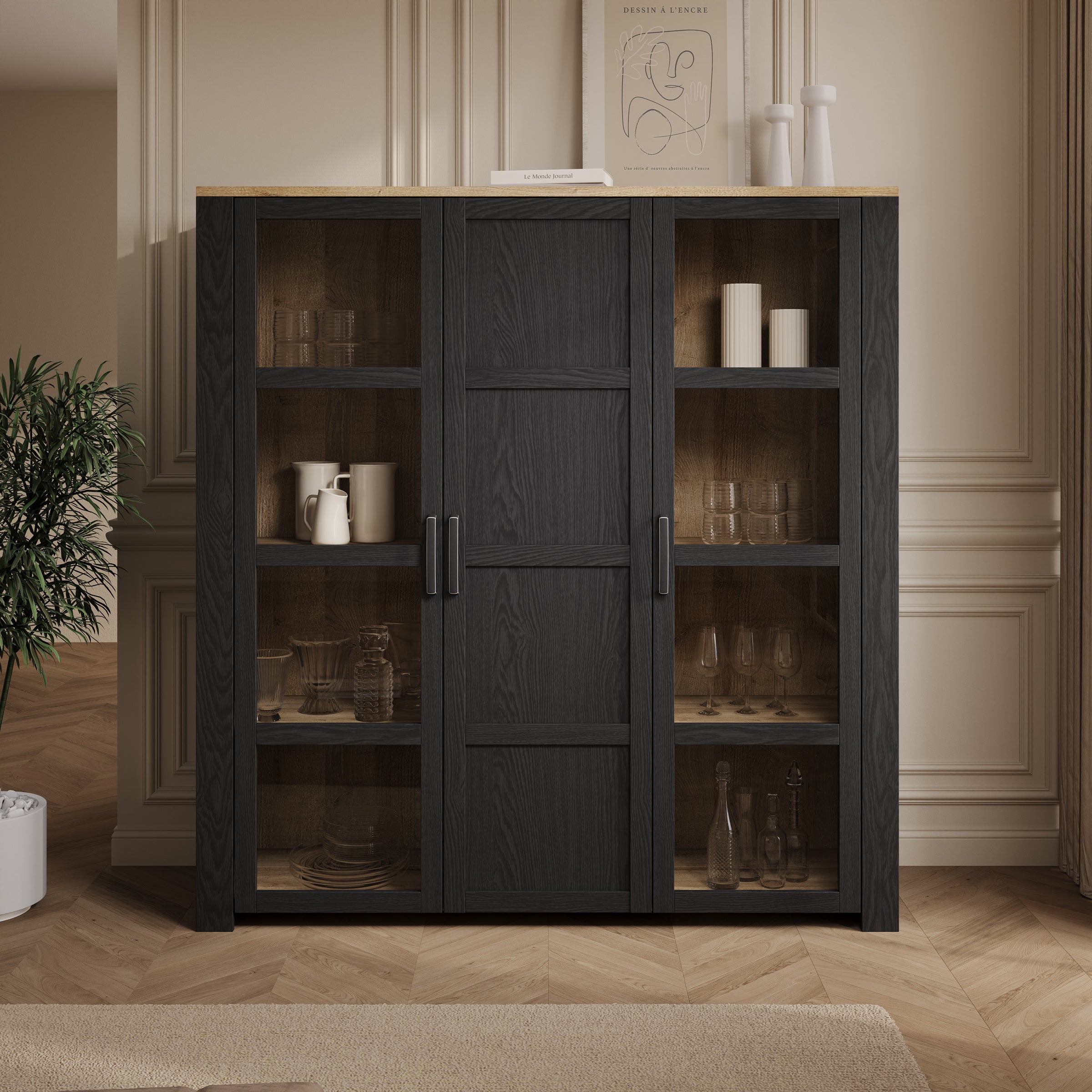 Borello - Buffetkast - Zwart - 151x42x161 cm