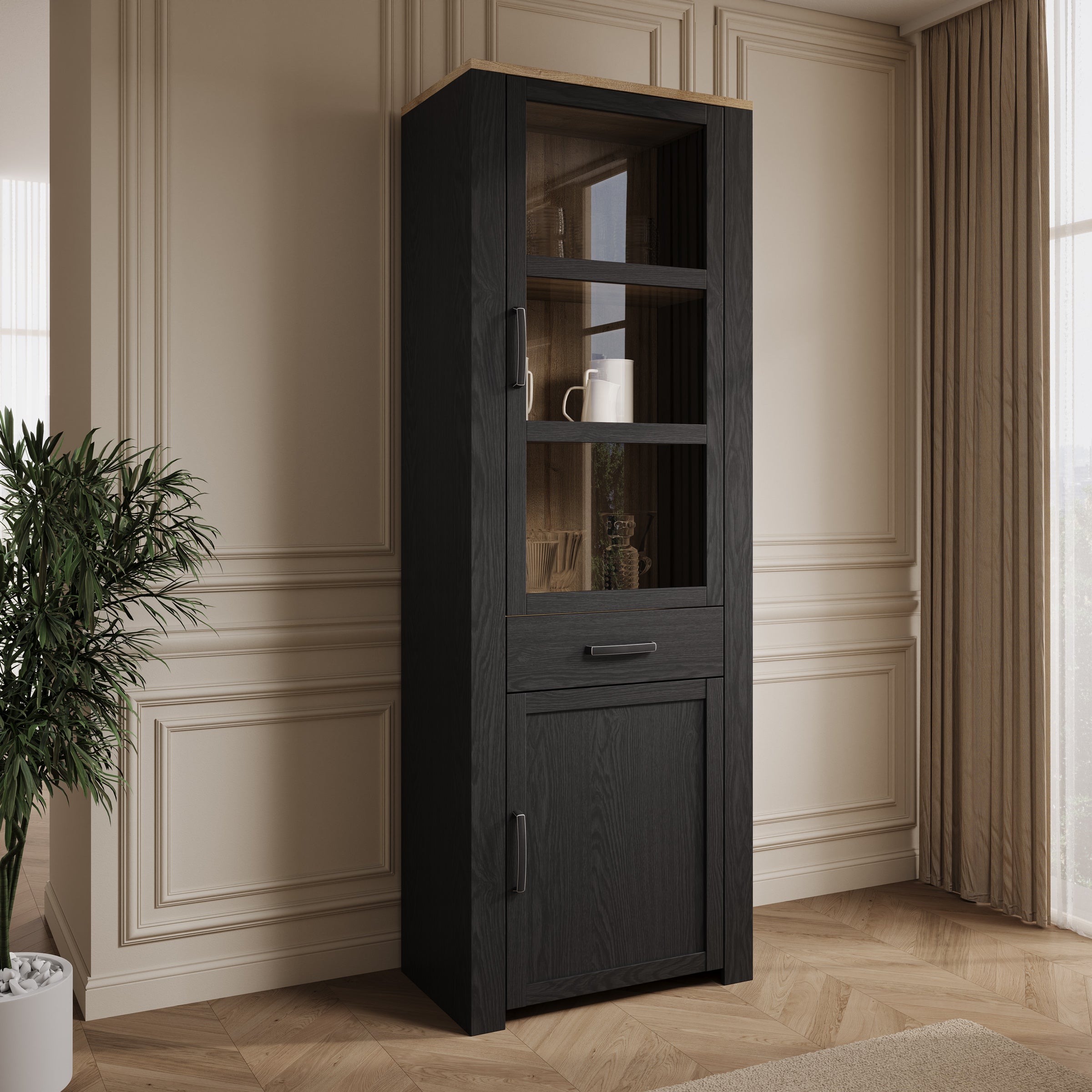 Borello - Buffetkast - Zwart - 72x42x205 cm