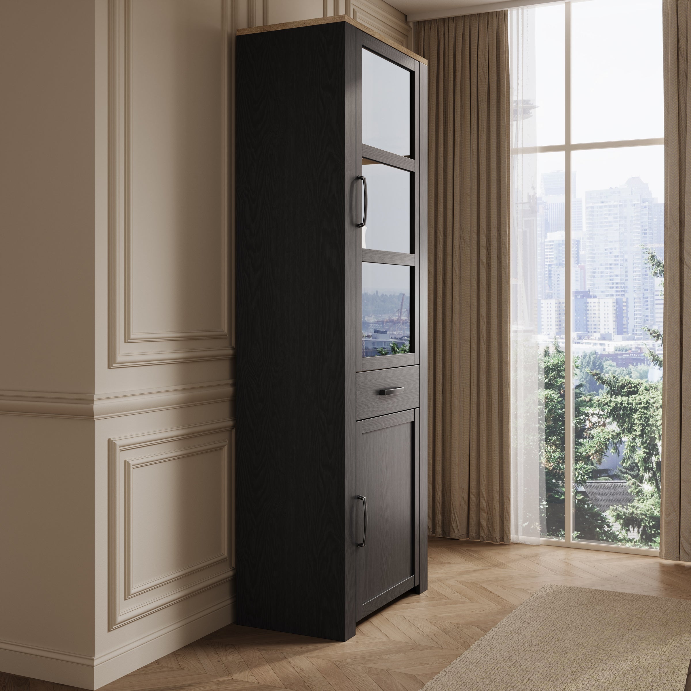 Borello - Buffetkast - Zwart - 72x42x205 cm